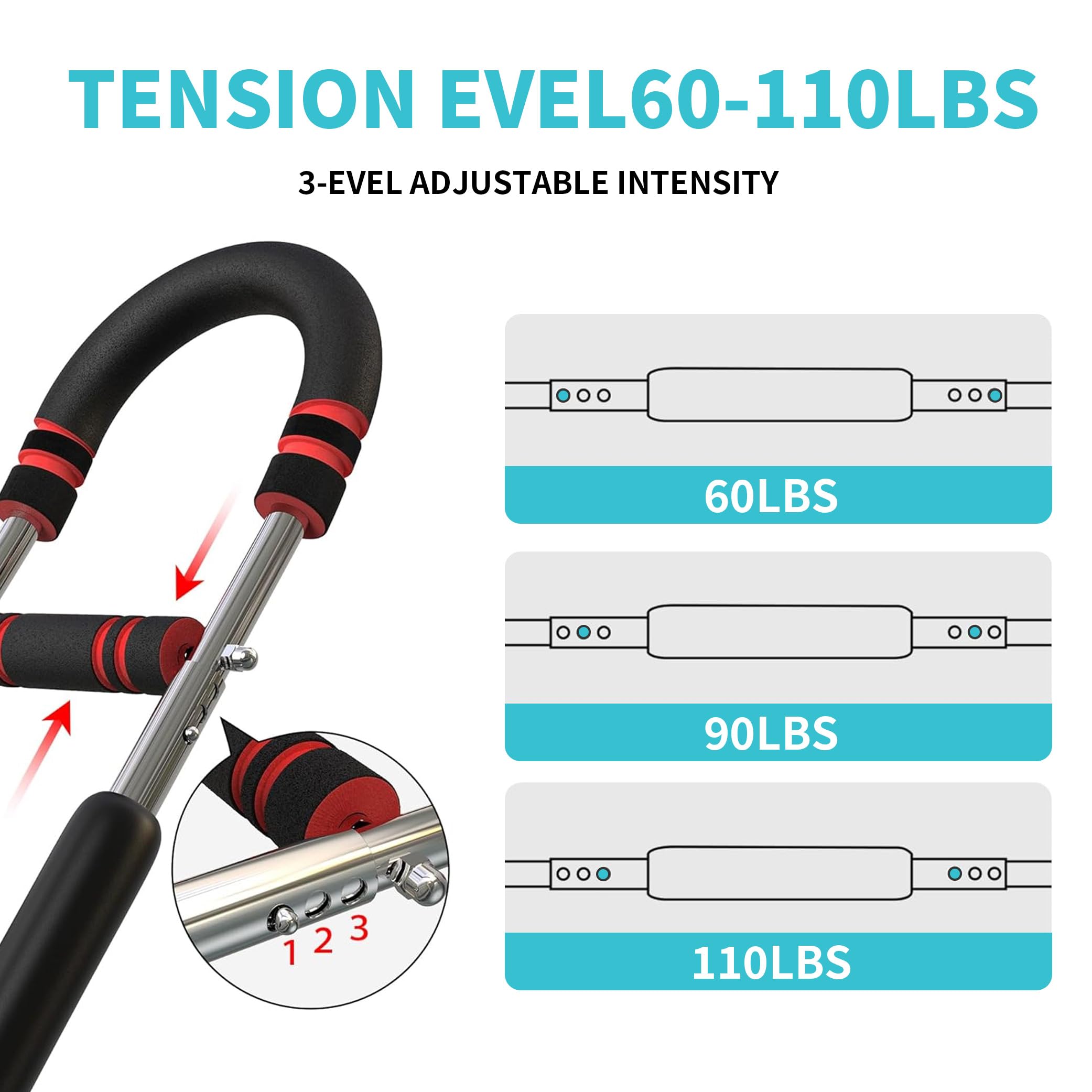 Armtrainer, Twister-Armtrainer, verstellbarer Brust-Expander, Trizeps-Workout-Ausrüstung, perfekte Körperform für Männer, drei Gänge zur Anpassung von 27,2–50 kg, geeignet für Anfänger und