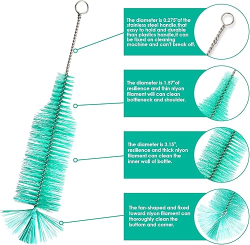 Miniatura 10 de Cepillo para botellas especialmente para limpiar todo tipo de botellas de vino de cuello estrecho, botellas de cerveza, botellas de refrescos,