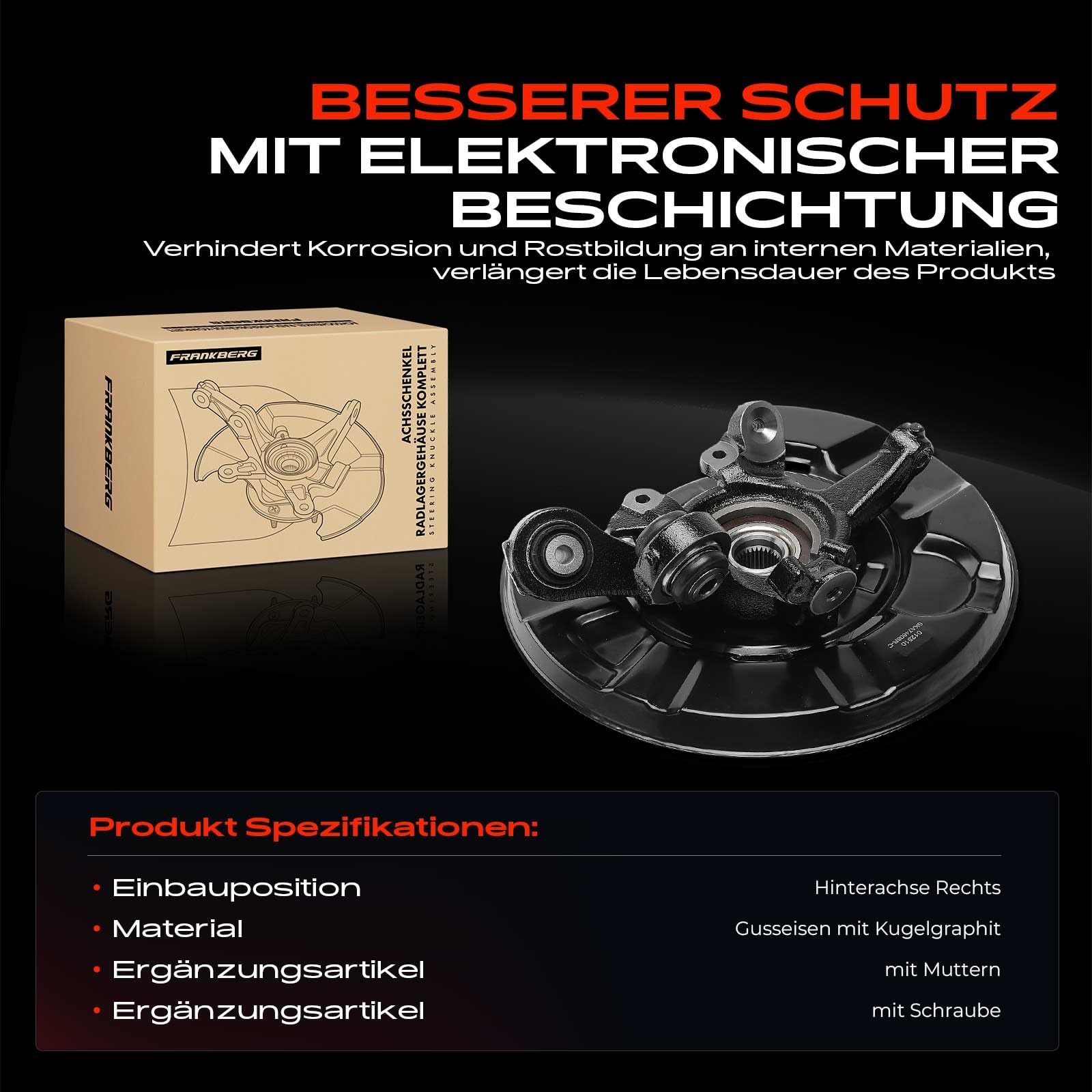 Frankberg Achsschenkel komplett Hinten Rechts Kompatibel mit 1er E81 1er E81 E87 E88 1er E88 E82 3er E90 3er E90 E93 E92 3er Touring E91 Replace# 33416760058