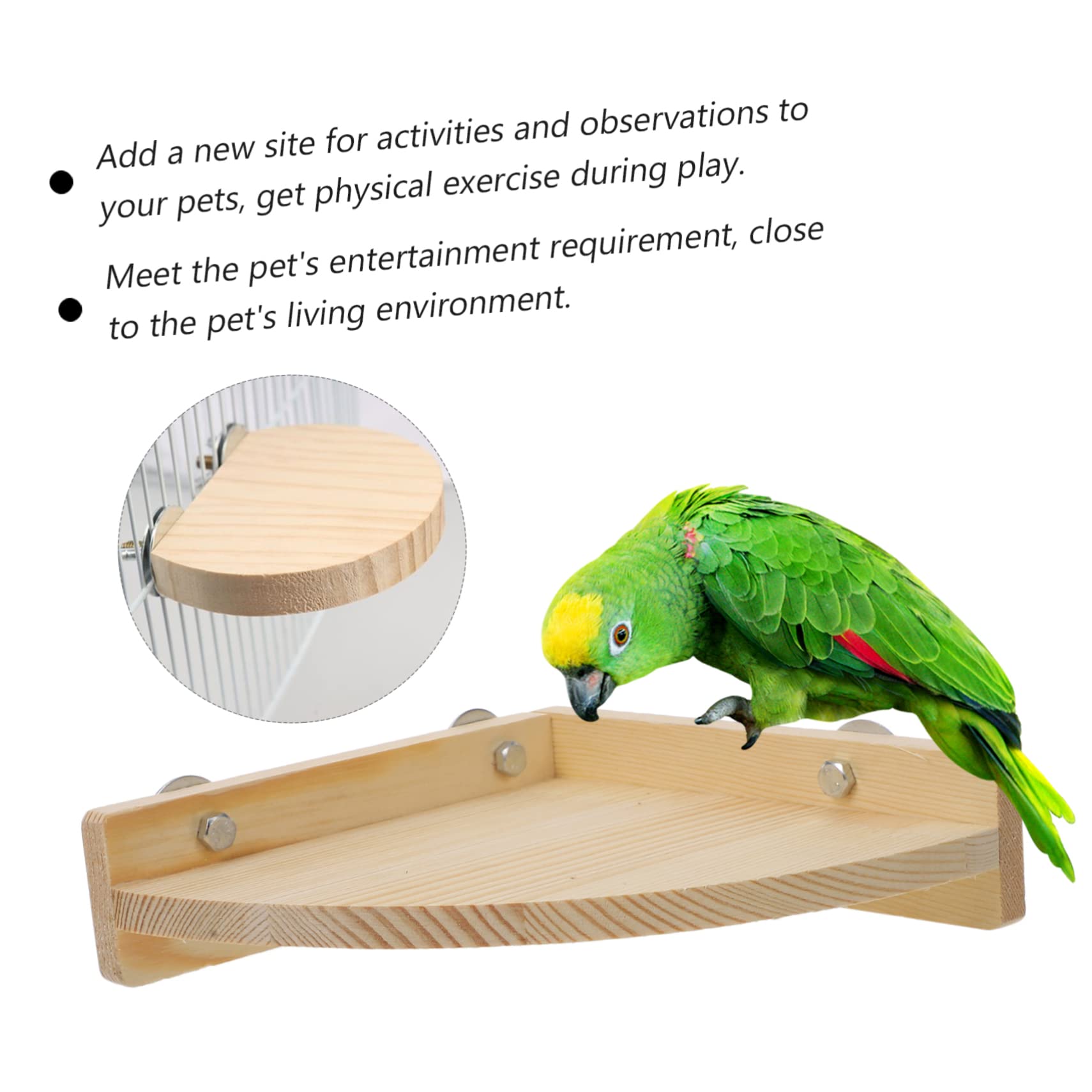 ibasenice 3Pcs Parrot Stand Platform Half Solid Wood Bird Cage Accessories Pet Bird Supplies for Cockatiels Budgies Lovebirds More