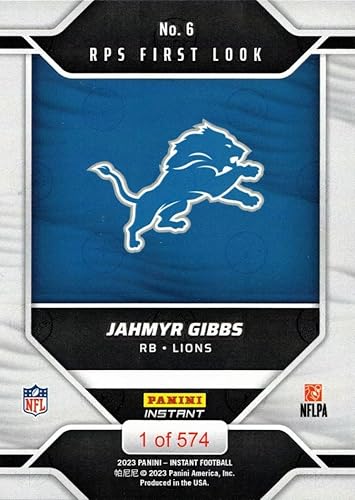 Miniatura 2 de 2023 Panini Instant Football #6 Jahmyr Gibbs Rookie Card Lions - Only 574 made!