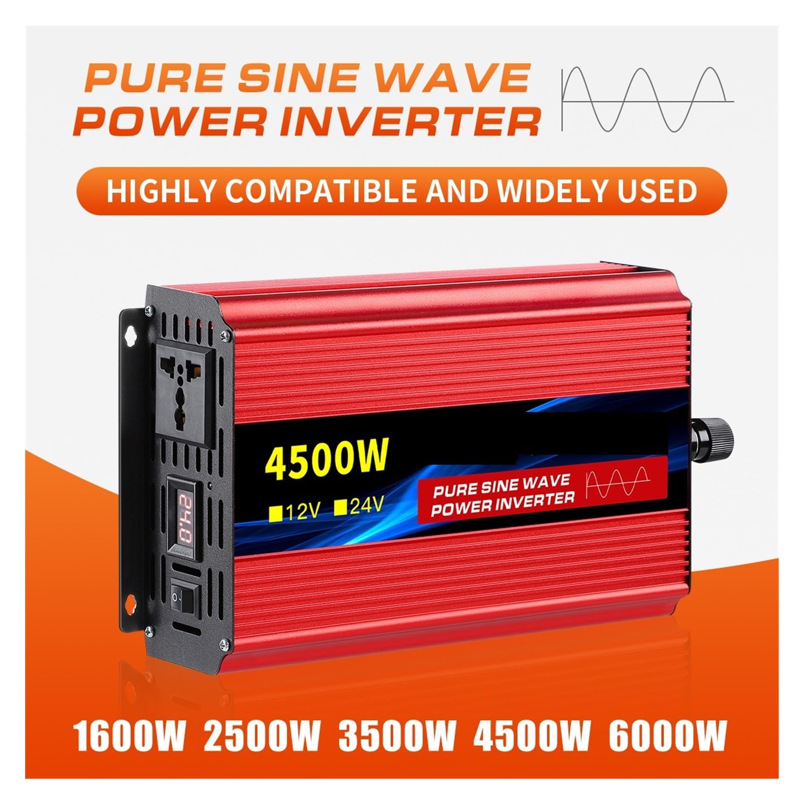 Inversor Inversor de Onda sinusoidal Pura 12V 24V a 220 1600W 2500W 3500W 4000W Convertidor de Voltaje de CC a CA 12 220 Mini Fuente de alimentación for automóvil(12V3500W)