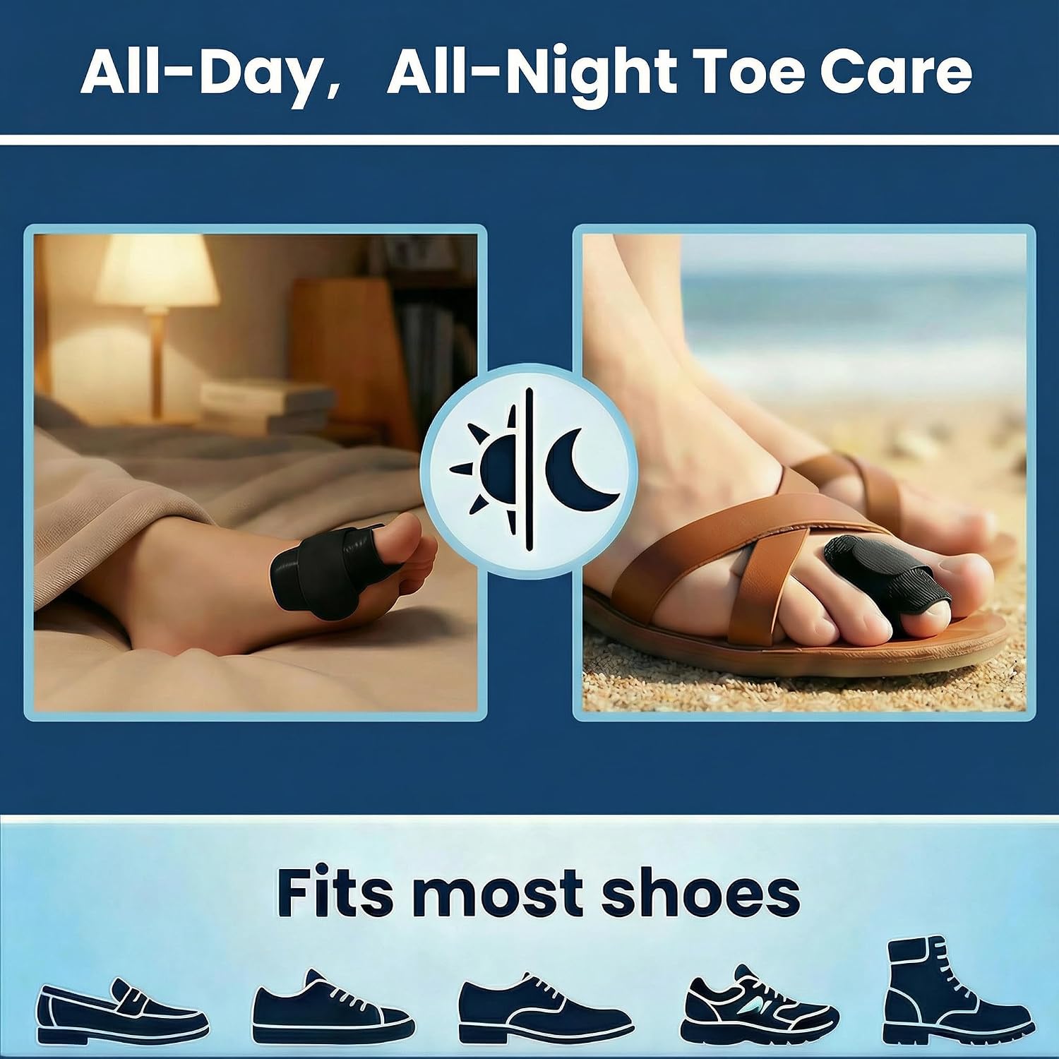 Hammer Toe Corrector for Women & Men - 2PCS Adjustable Toe Straightener Splint with Aluminum Plate Support - Padded Toe Wraps for Crooked, Curled, Overlapping & Broken Toes - Breathable Toe Braces