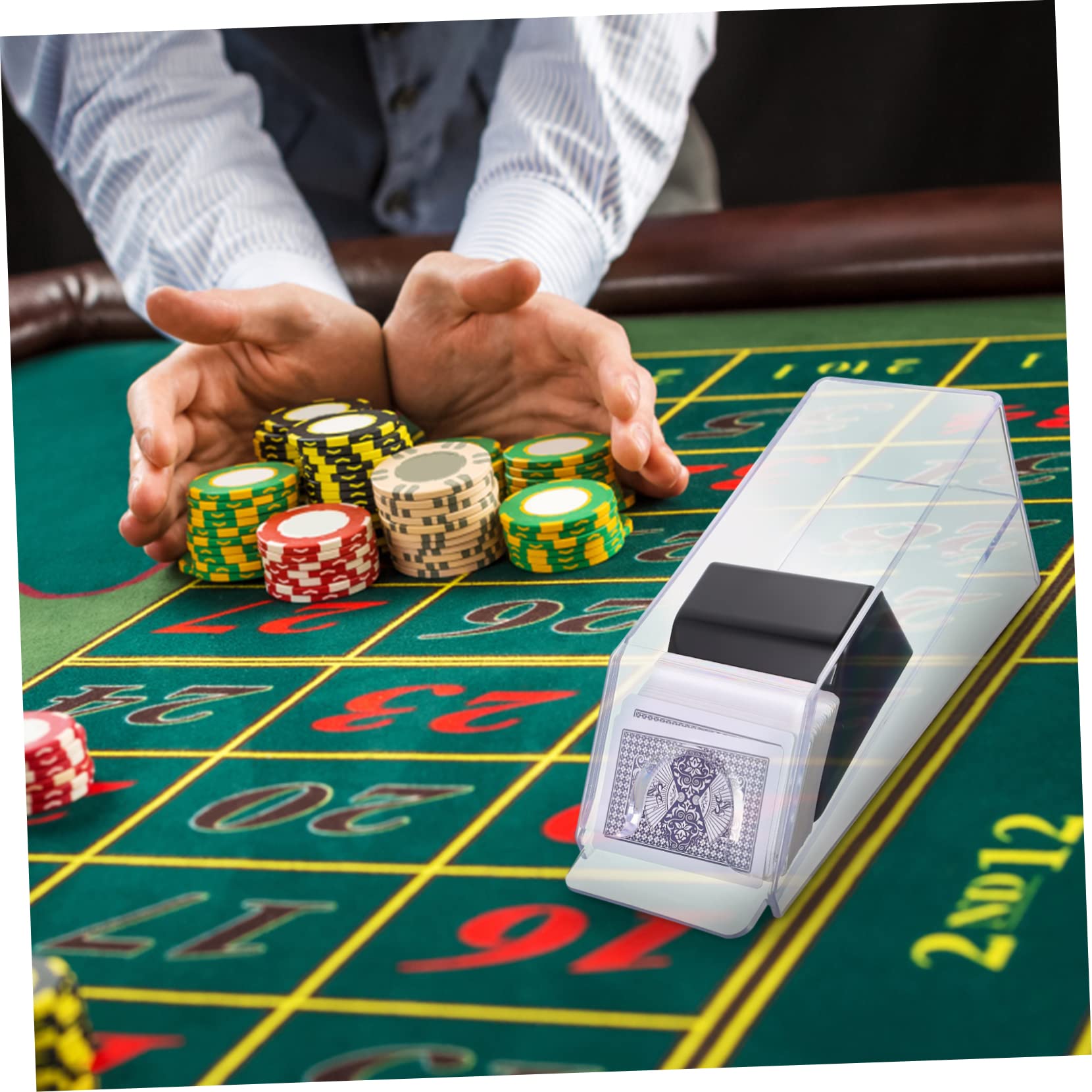 Distributore Pezzo Carte Poker in Gioco da Acrilico per 1 | Uso su Tavolo da Gioco, Cuneo Zavorrato Robusto, Gestione Facile e Durevole per Partite