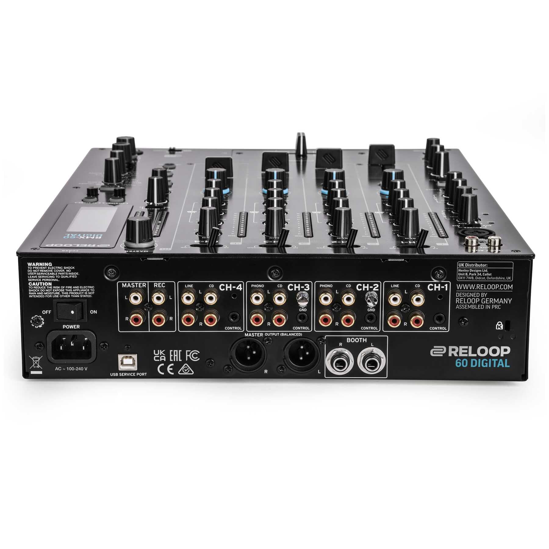 Reloop RMX-60 Digital - Klassischer 4+1 Kanal Performance Club DJ Mixer, 9 High-Quality Performance-Effekte in Studioqualität, 11 Inputs, 6 Outputs, Bipolarer Filter