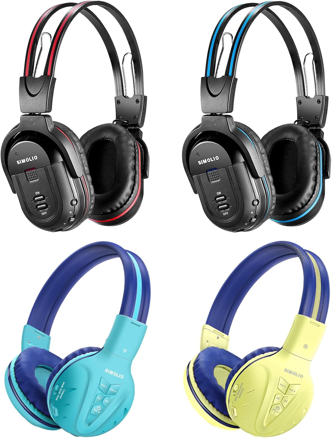 SIMOLIO Wireless IR Headphones for Car DVD and Bluetooth Headphones for Kids, Infrared Headphones Compatible with Honda Odyssey & uConnect VES & Dodge Grand Caravan & Chevy Suburban 2006-2022