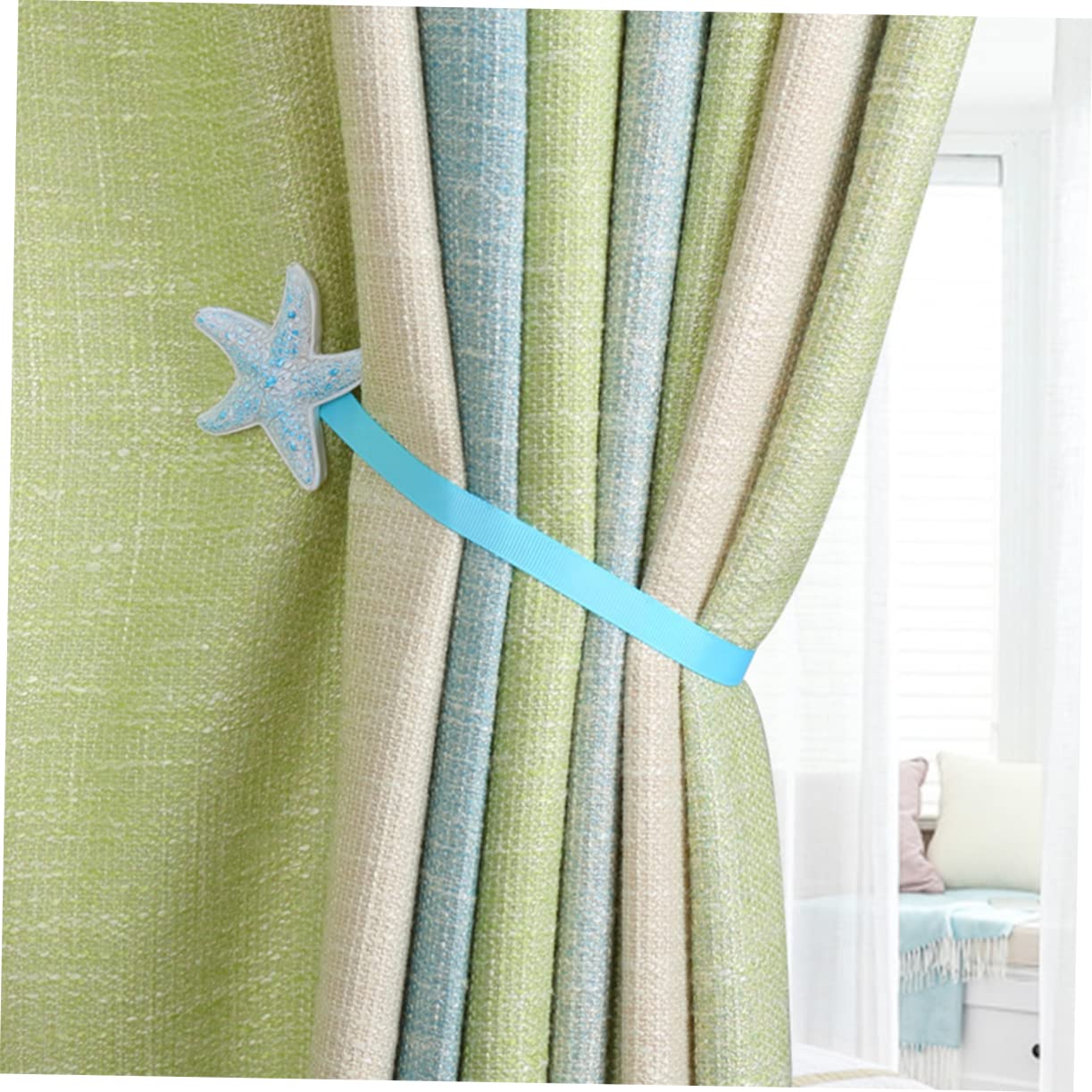 MAGICLULU 3 Ensembles Attaches De Rideaux Boucle De Rideau Magnétique Embrasses De Rideaux Côtiers Maison Ceinture Modernes Aimant De Réfrigérateur Retenues Blue 2 Pièces * 3