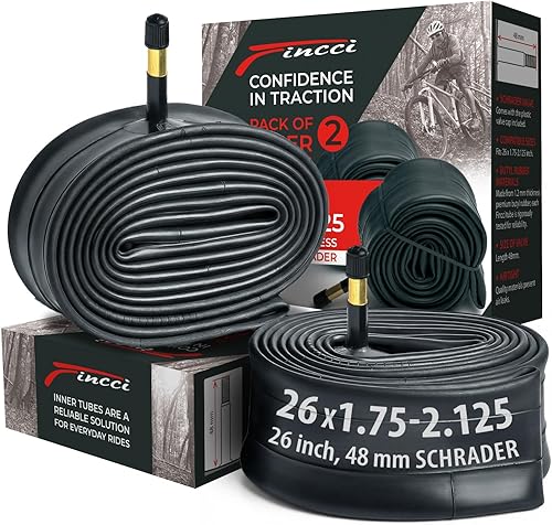 Fincci Empareja tubo de bicicleta de 26 pulgadas con válvula Schrader – Tubos duraderos para neumáticos de bicicleta de 26 x 1.75/1.95/2.0/2.1/2.125