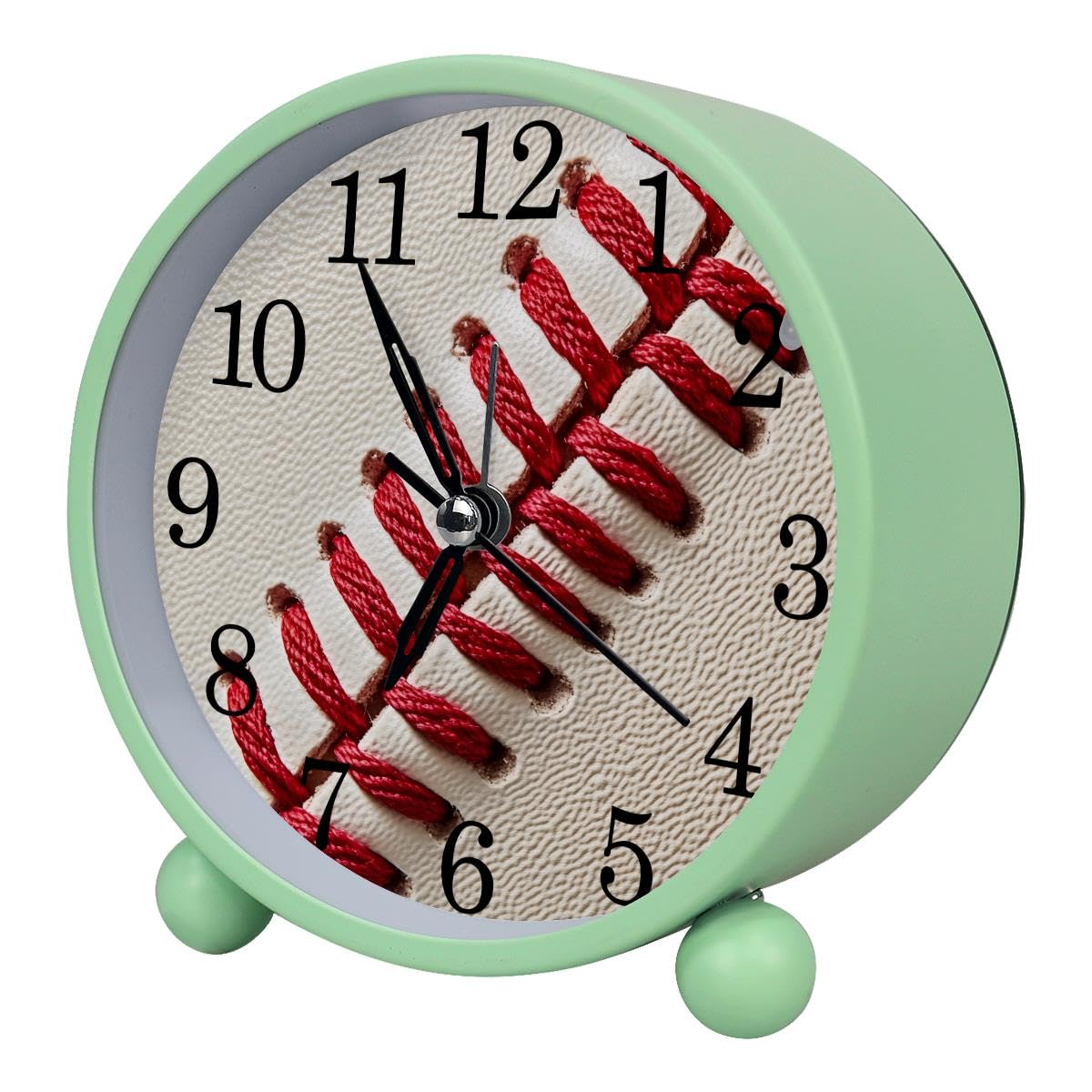 Reloj despertador de béisbol analógico y silencioso con luz para adultos