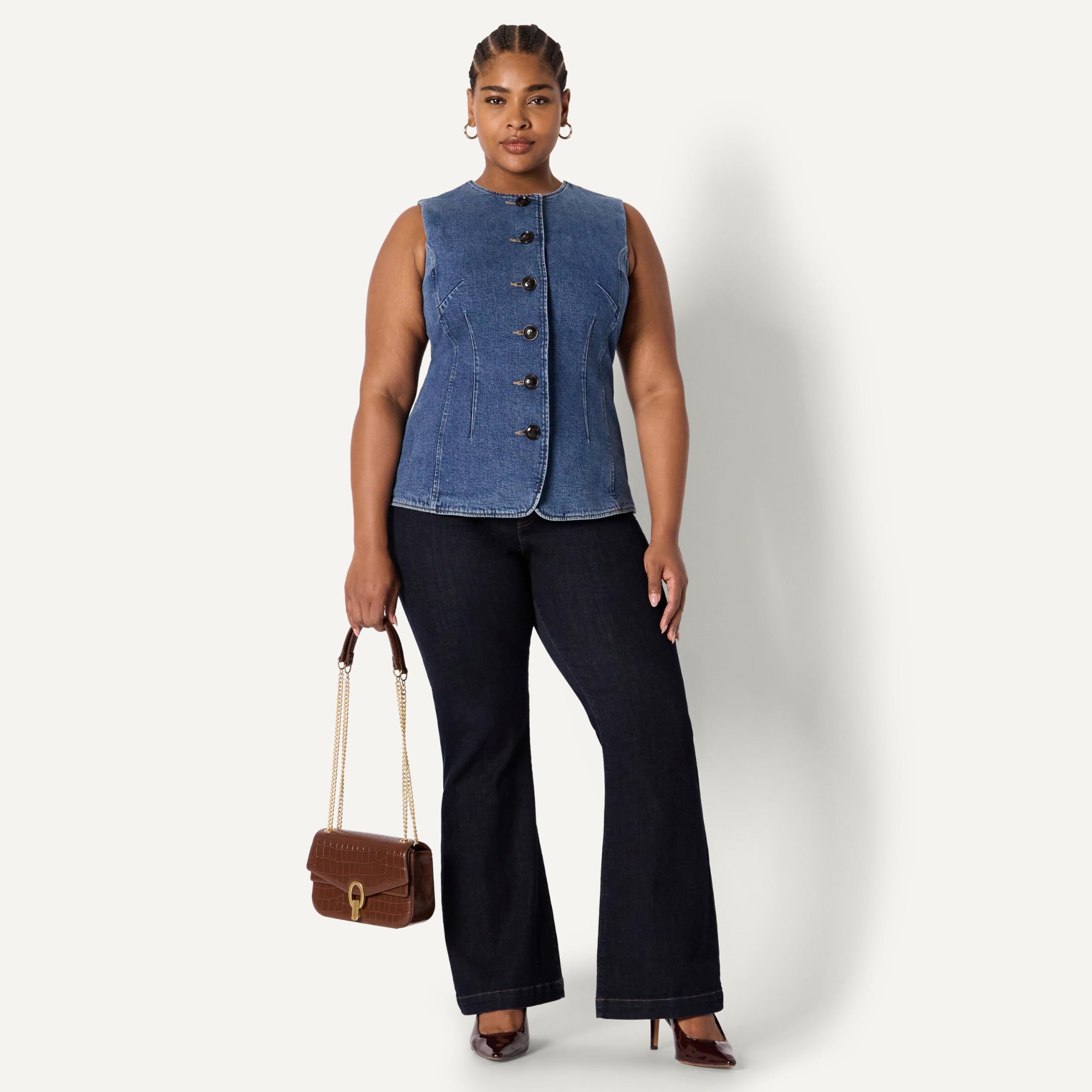 Amazon Essentials Chaleco Vaquero Abotonado de Corte Regular Mujer