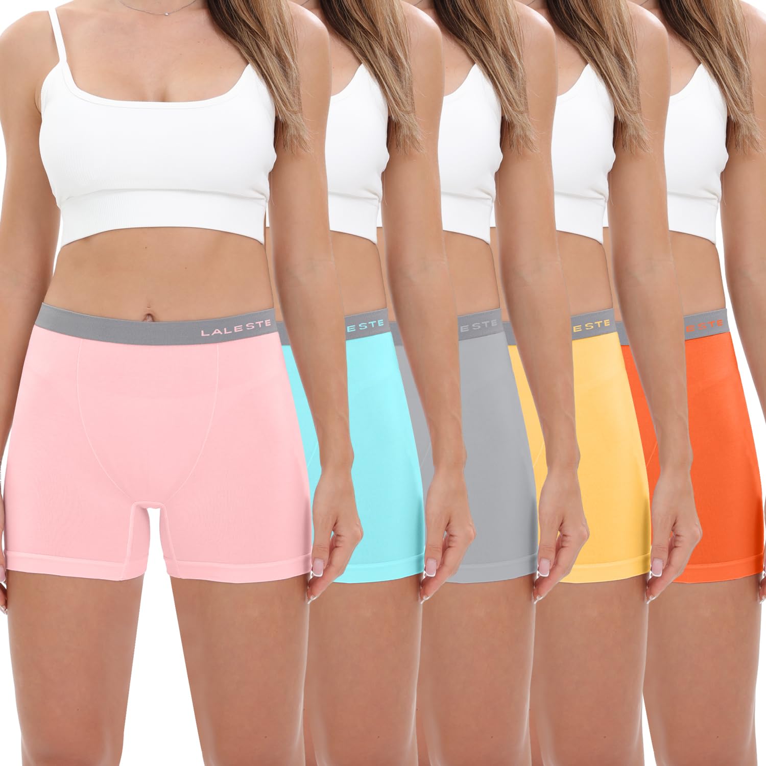 LALESTE Women's Cotton Boxer Briefs 3" Inseam Underwear Boy Shorts Panties 5 Pack