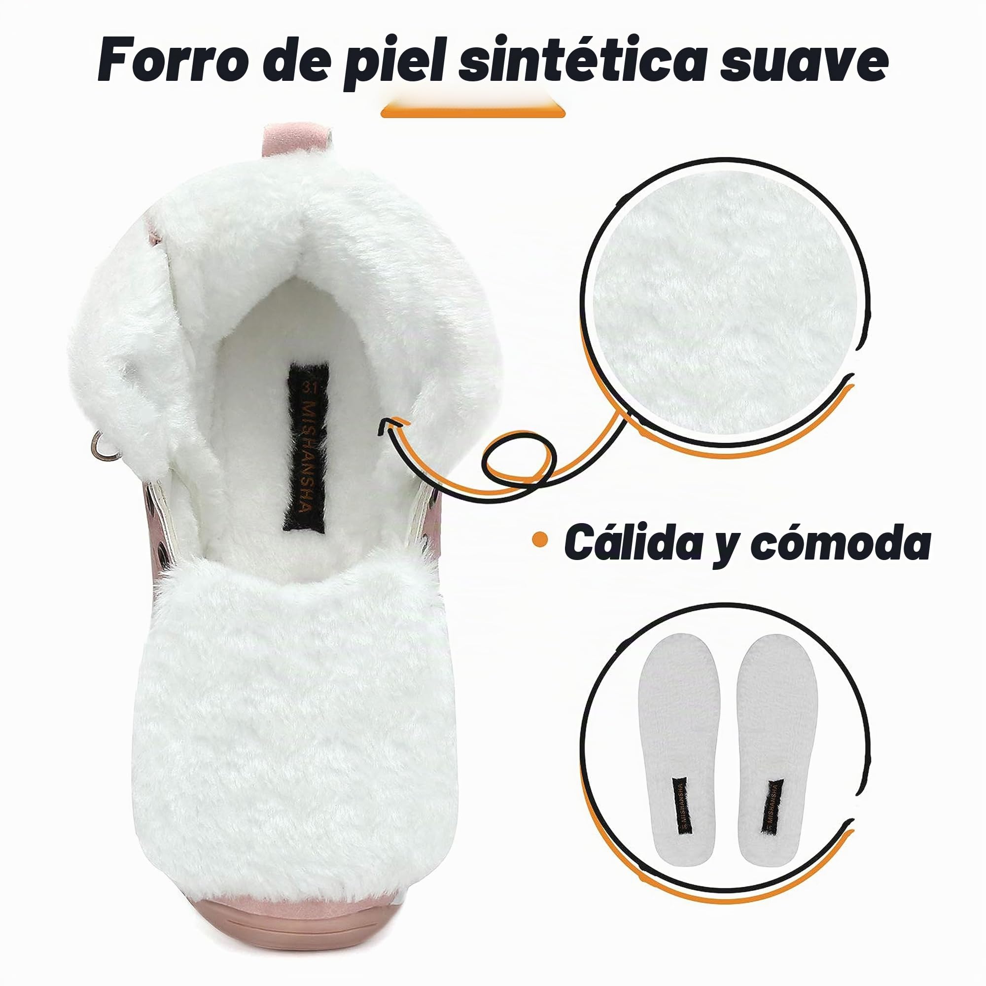 Mishansha Botas de Invierno Niño Niña CáLido Cómodas Botas de Nieve Gr.24-36