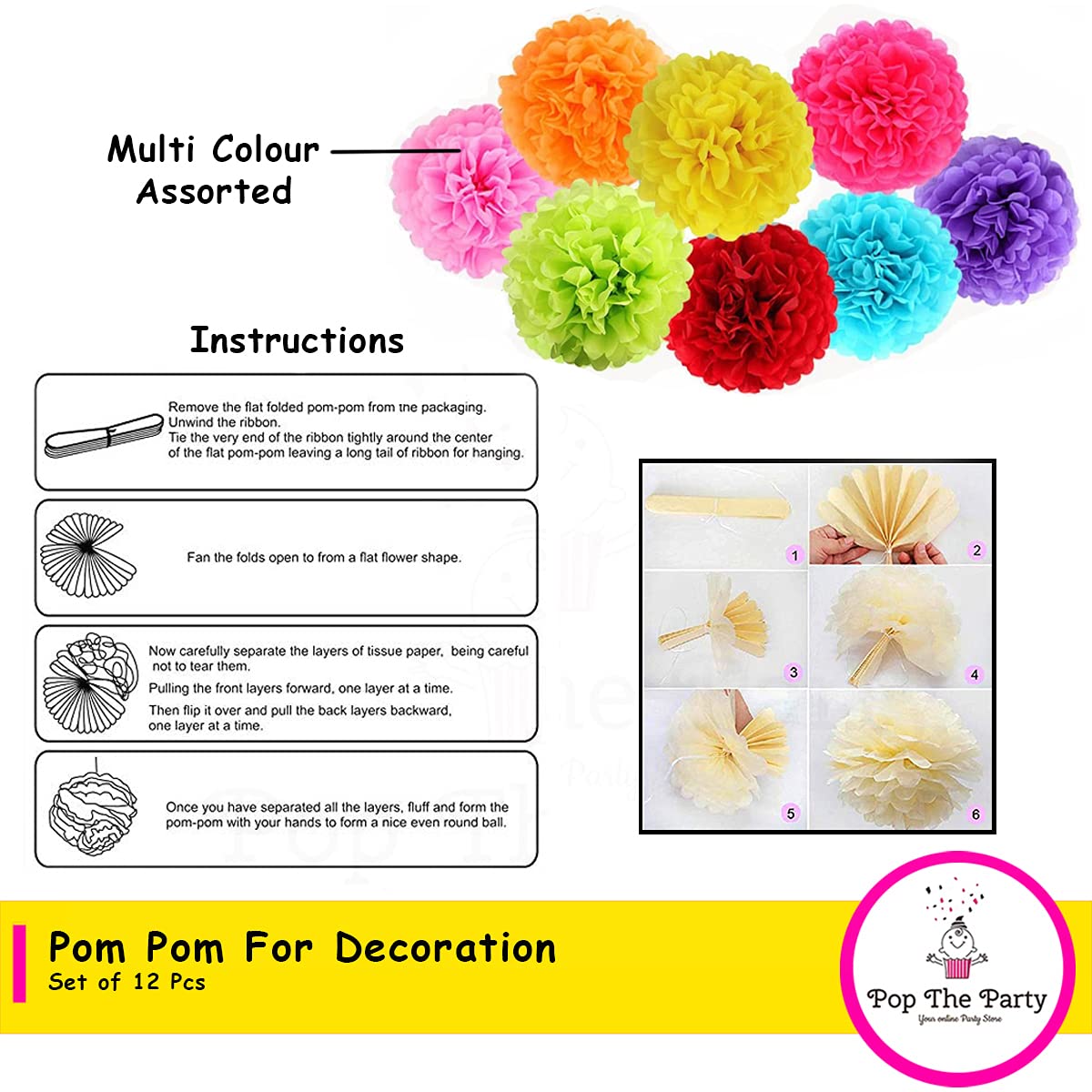 Recosis Tissue Paper Pom Poms, Recosis Paper Flower Ball For