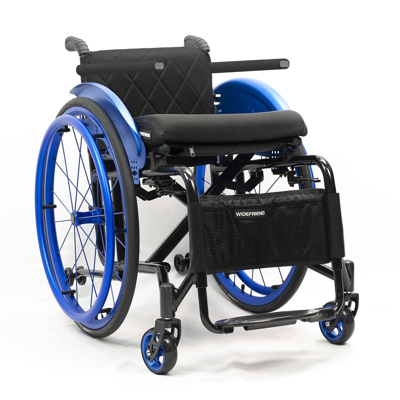 Sedia a rotelle pieghevole portatile con comodo schienale, sedia a rotelle manuale semovente in lega di alluminio, ruote antiribaltamento, deambulatore(40cm/15.7in)
