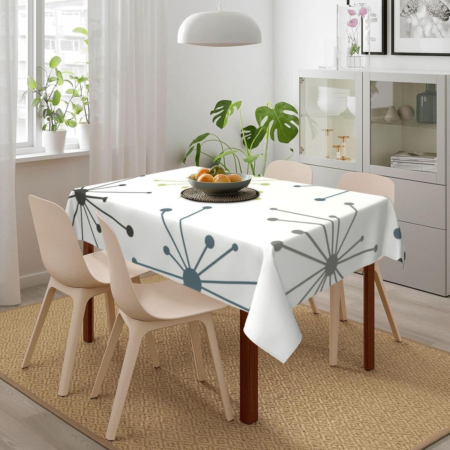 Tovaglia Antimacchia 300x140 cm Rettangolare Linee a Pois Geometrici Tovaglie Impermeabile 3 Metri Copritavolo Poliestere Protezione Tavolo Astratto, per Feste (12-14 Posti) a-558