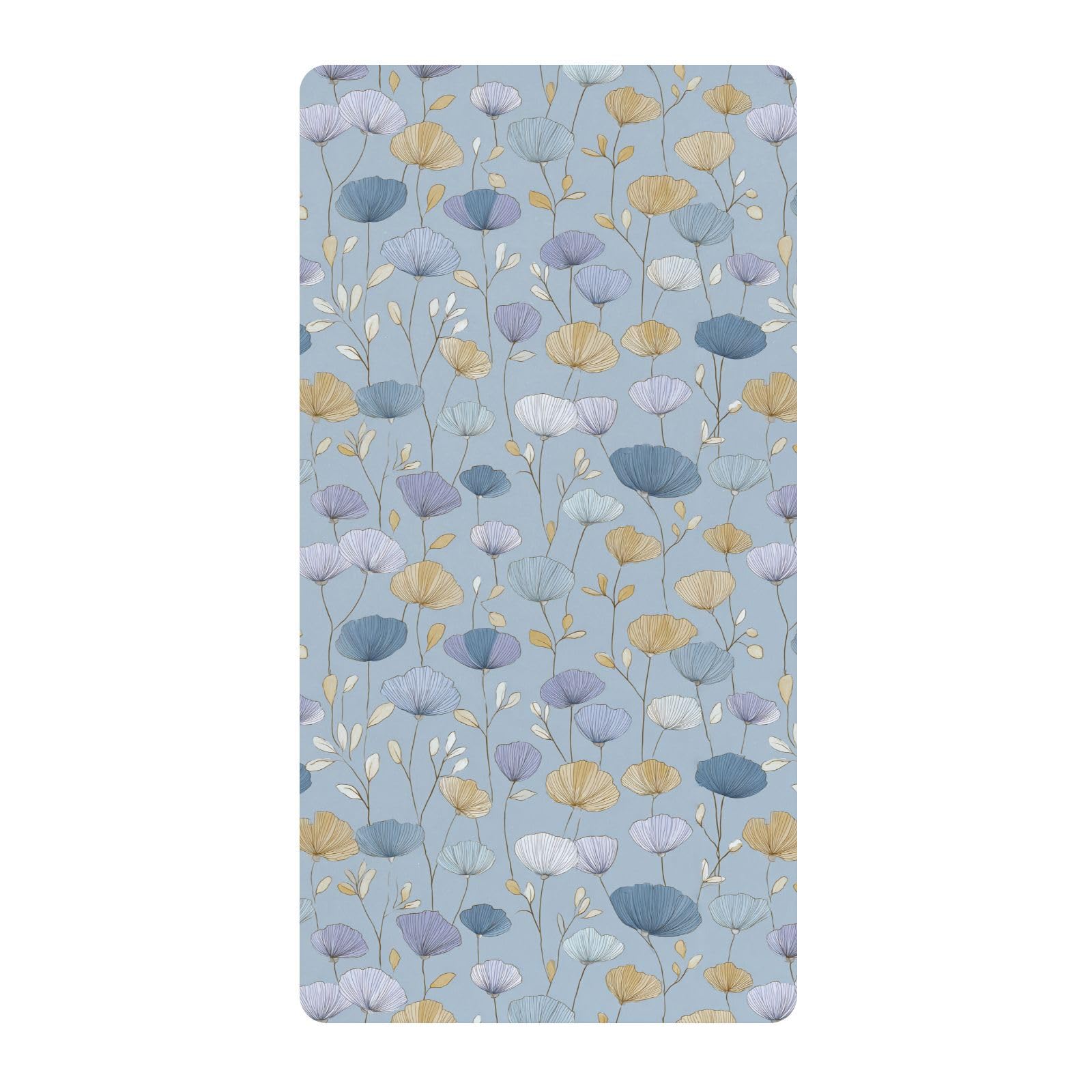 Drap de berceau en coton doux premium motif floral bleu et jaune délicat