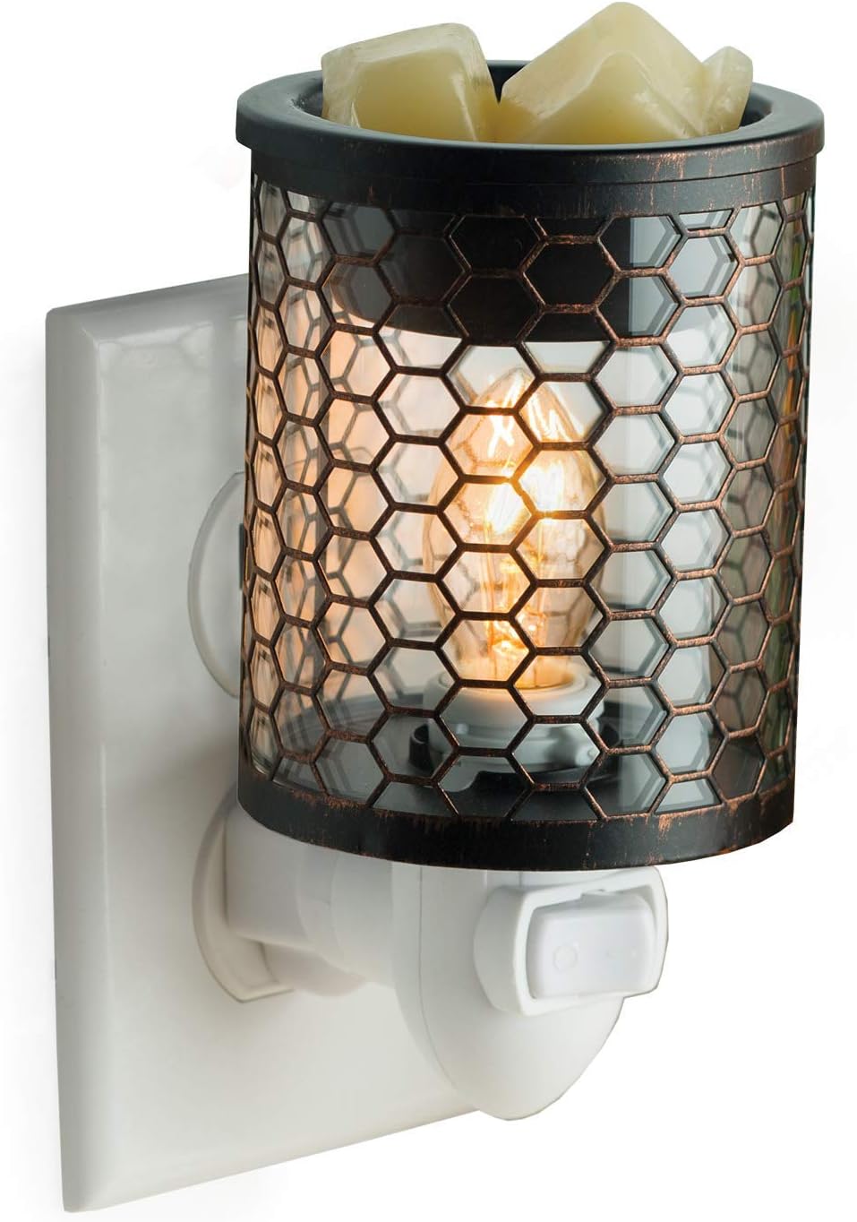 CANDLE WARMERS ETC Pluggable Fragrance Warmer- Decorative Plug-in for Warming Scented Candle Wax Melts and Tarts or Fragrance Oils, Copper Black Chicken Wire