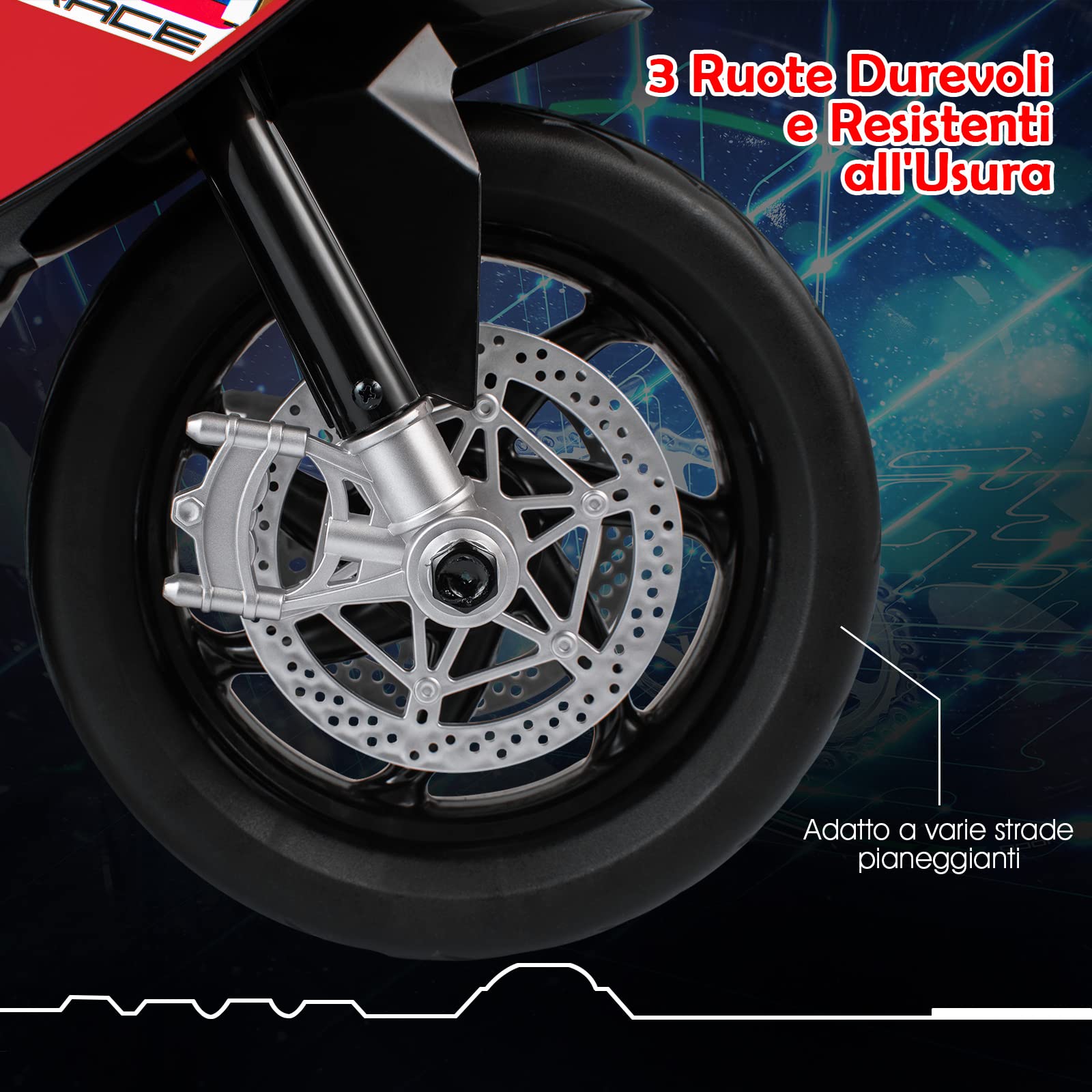 RELAX4LIFE 6V BMWMoto Elettrica per Bambini a 3 Ruote con Pedale Acceleratore,con Sedile Comodo e Porta USB/AUX, Moto Elettrica, Velocità 3 KM/H, Carico Massimo 30 KG, per Bambini 3-8 Anni (Rosso)