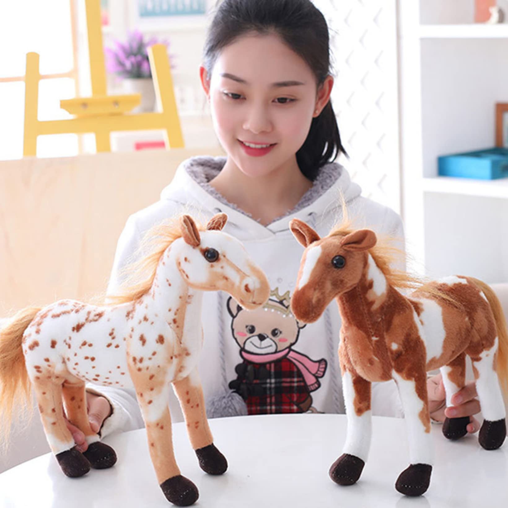 馬のぬいぐるみ かわいいおもちゃうまおもしろ寝室ふわふわ動物人/