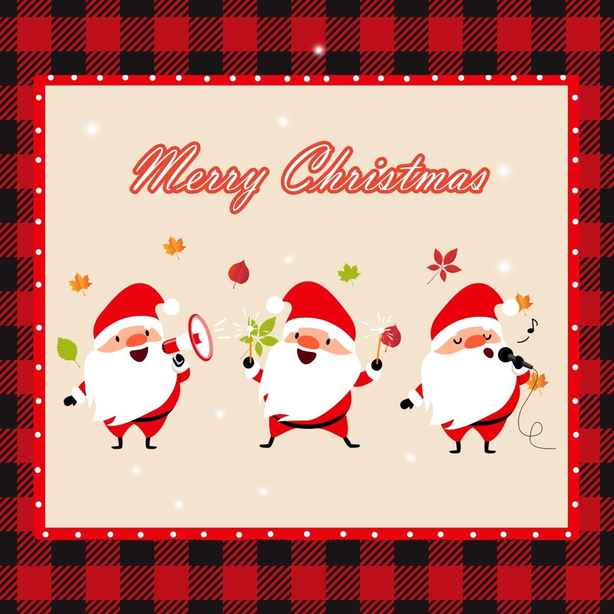 Fundas de almohada reversibles con temática navideña, fundas de almohada de Papá Noel, decoración del hogar para niños, fundas de cojín cuadradas de cuadrícula geométrica de búfalo, juego de 4 fundas
