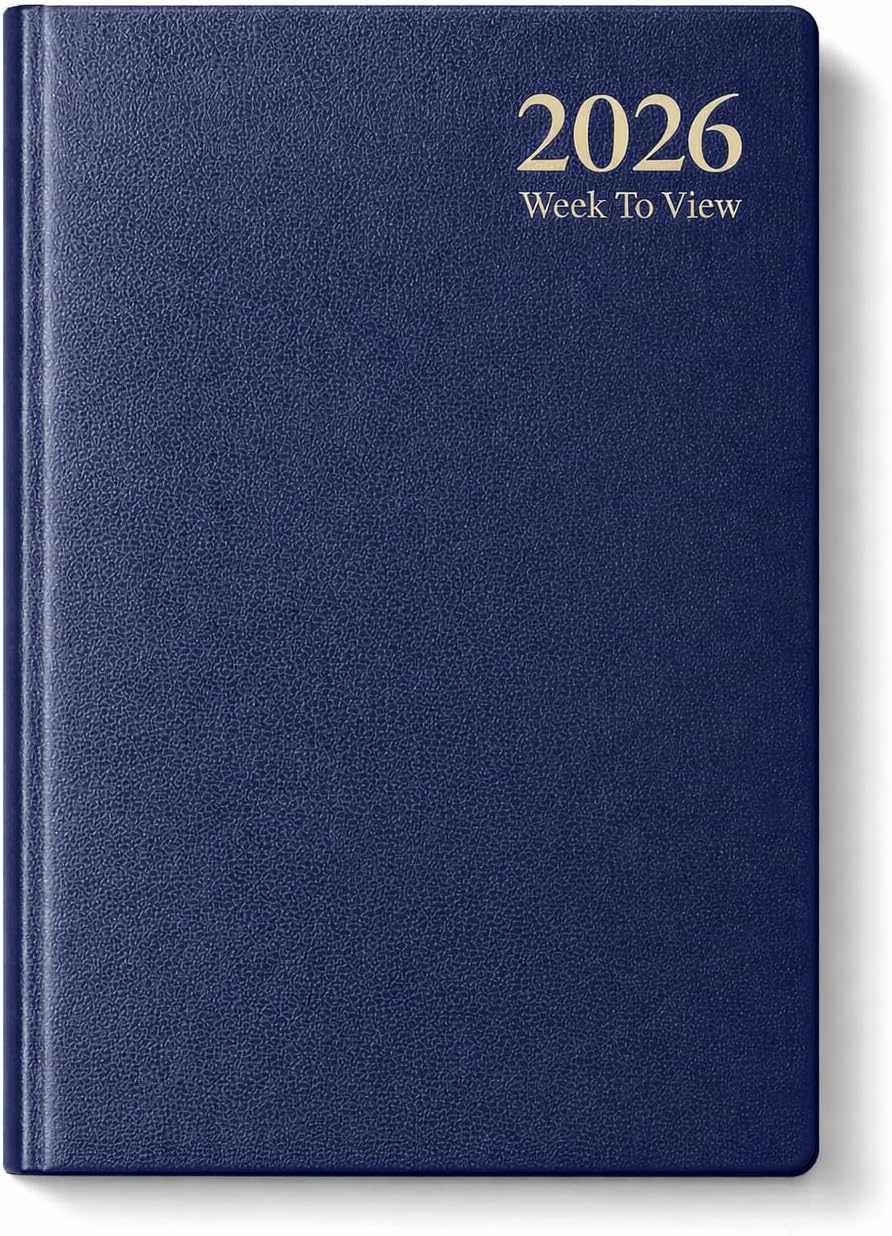 2026 A5 Week-to-View Diary by 1ABOVE – Casebound Hardback Weekly Planner with 60gsm Paper – Compact Organizer for Home, Office & Everyday Use (Blue)