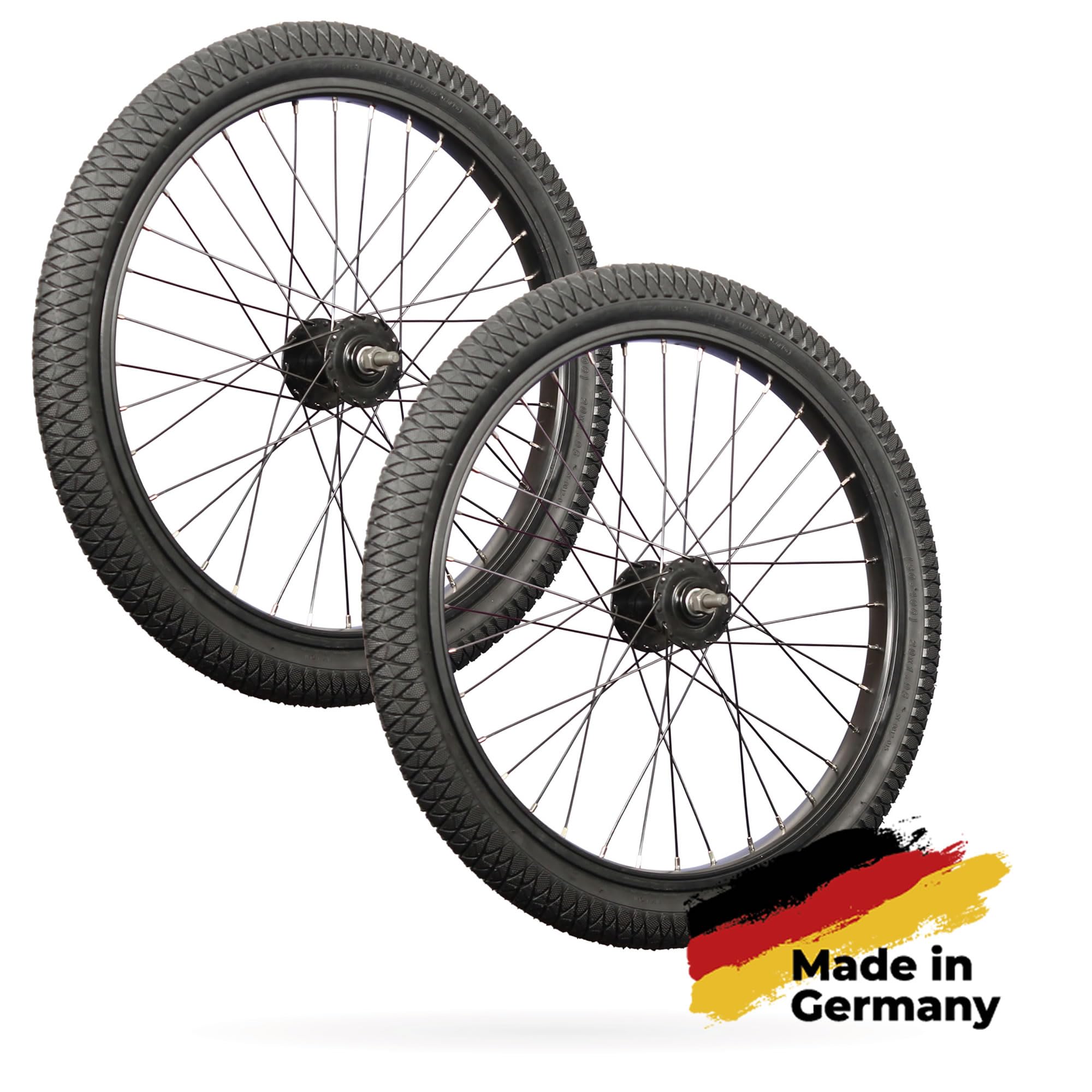 20 Zoll Laufrad Set für Anhänger Moped Fahrrad Karren Lastenräder bereift