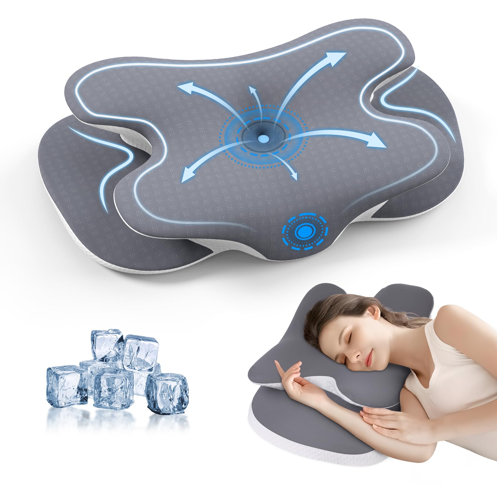 JINXIA Standard Size Ergonomic Memory Foam Pillow-Orthopedic Neck Support Pillow with Breathable, Removable Pillowcase for Optimal Support&Pain Relief,Cervical Pillows for Side, Back,Stomach Sleepers