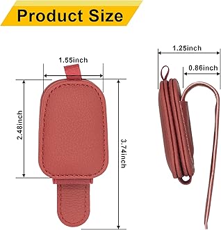 Yuoyar Sunglass Holder for Car, Magnetic Leather Sunglasses Holder and Ticket Card Clip, Car Visor Accessories, 2 Packs (Red)