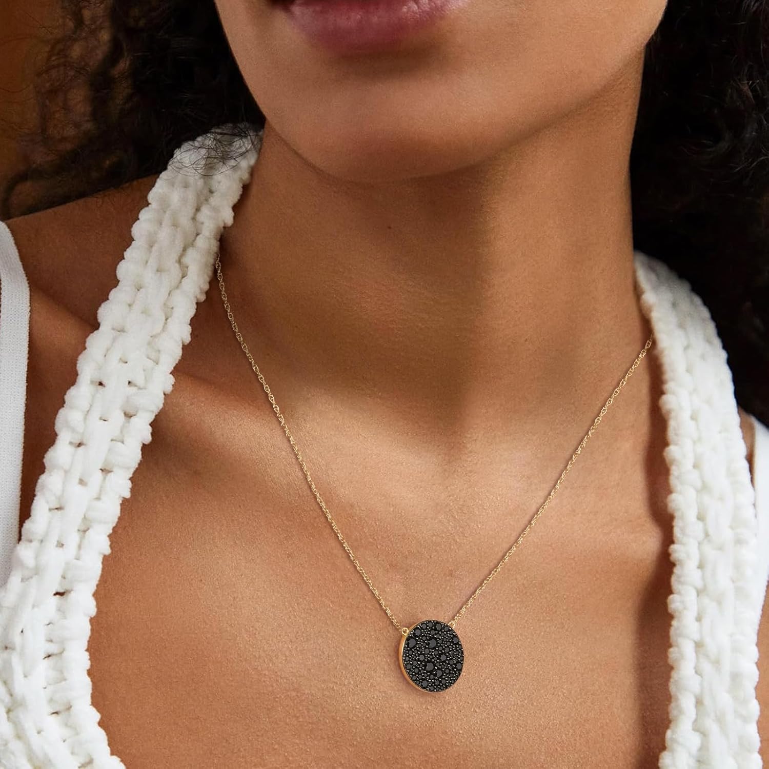 14K Gold Plated /925 Sterling Silver 18 Inch Pave Round Disc/Heart Pendant Necklace for Women Cubic Zirconia/Created Citrine/Ruby/Sapphire Fashion Jewelry - Image 2