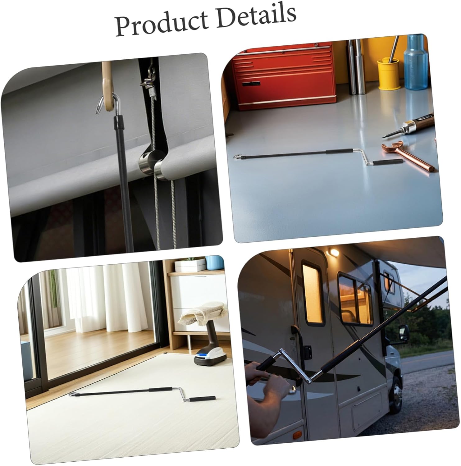 Yardwe Outdoor Awning Crank Handle 24.37 Inch Rv Awning Pull Rod 2pcs Manual Patio Sunshade Window Shade Crank for Outdoor Canopy