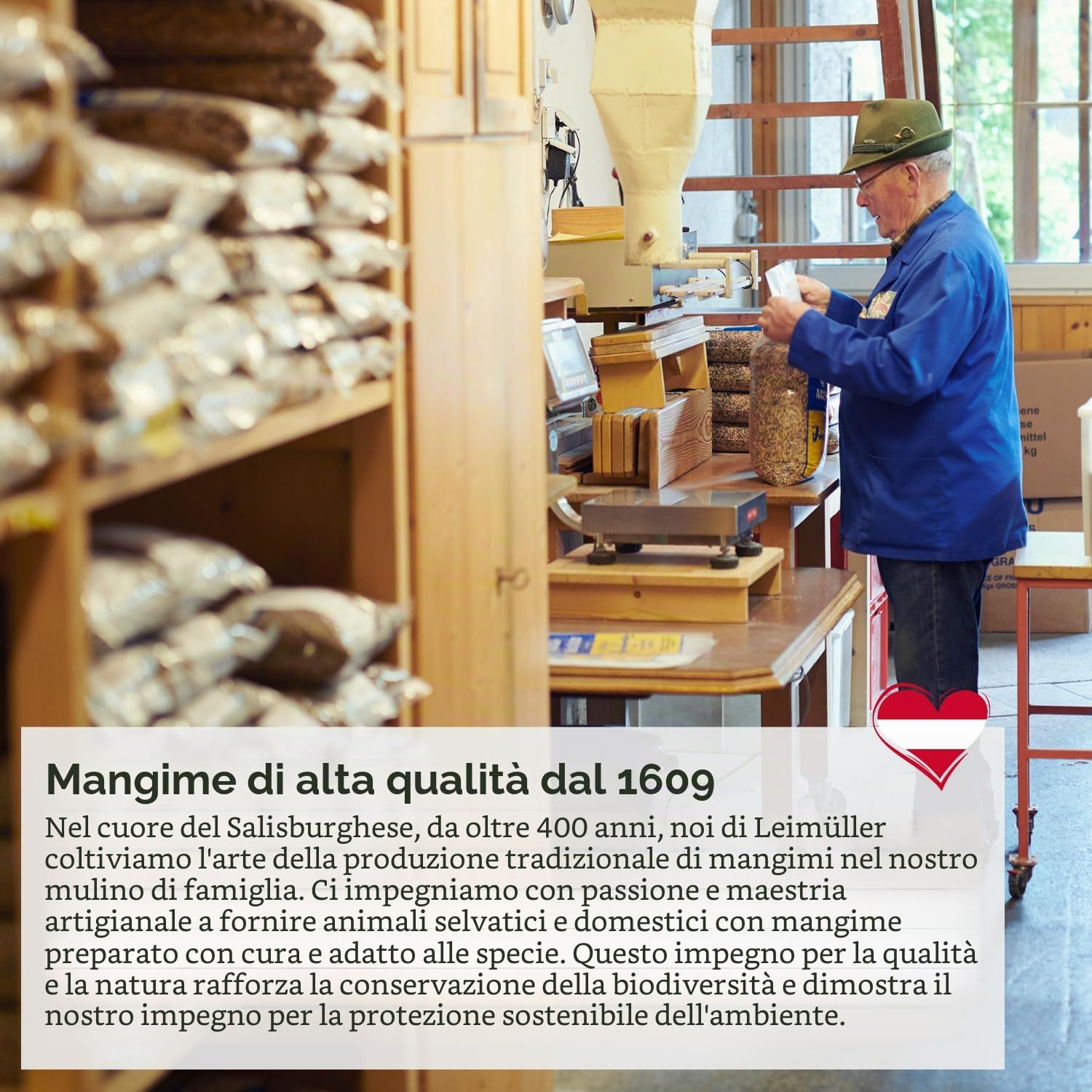 Leimüller Mangime ovaiole 25kg - Alta qualità, 100% naturale, Per ottima produzione di uova - Certificato AMA - Ideale per galline