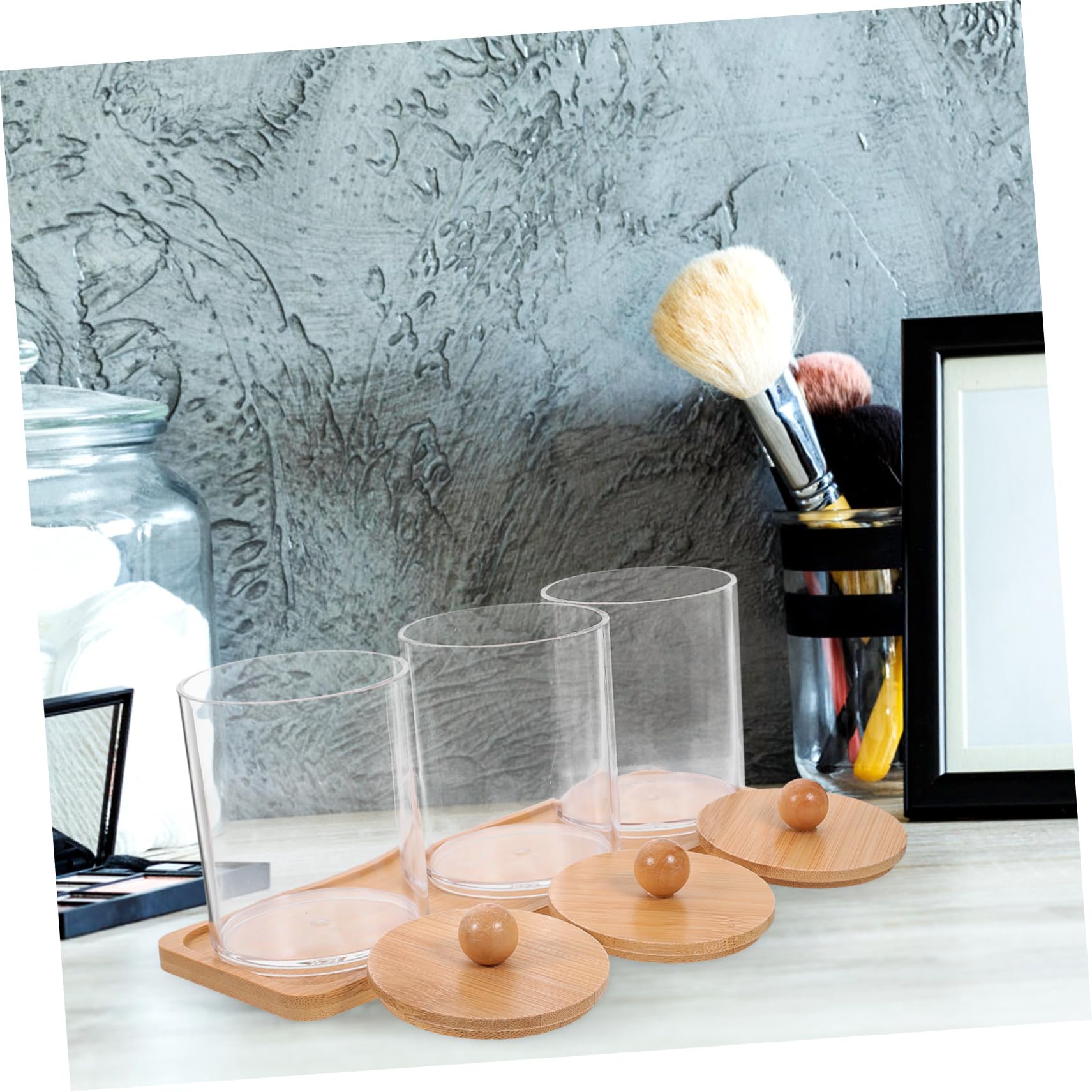 Ciieeo 3 Sätze Make-up- Kommode Schminktisch Wattepaddosen Wattestäbchen-ball-pad-gläser Badezimmer-waschtisch-organizer Spender Für Wattepads Wattebällchen P.s