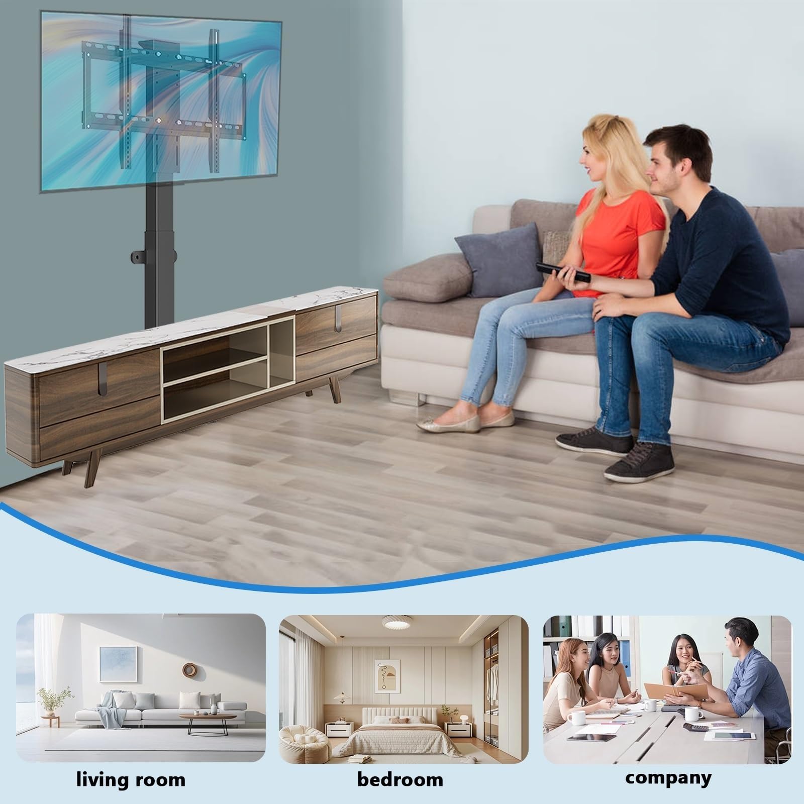 Zmotoryzowany uchwyt sufitowy do telewizora – zdalnie sterowany podnośnik z ustawieniami pamięci dla łatwej instalacji w domach i biurach
