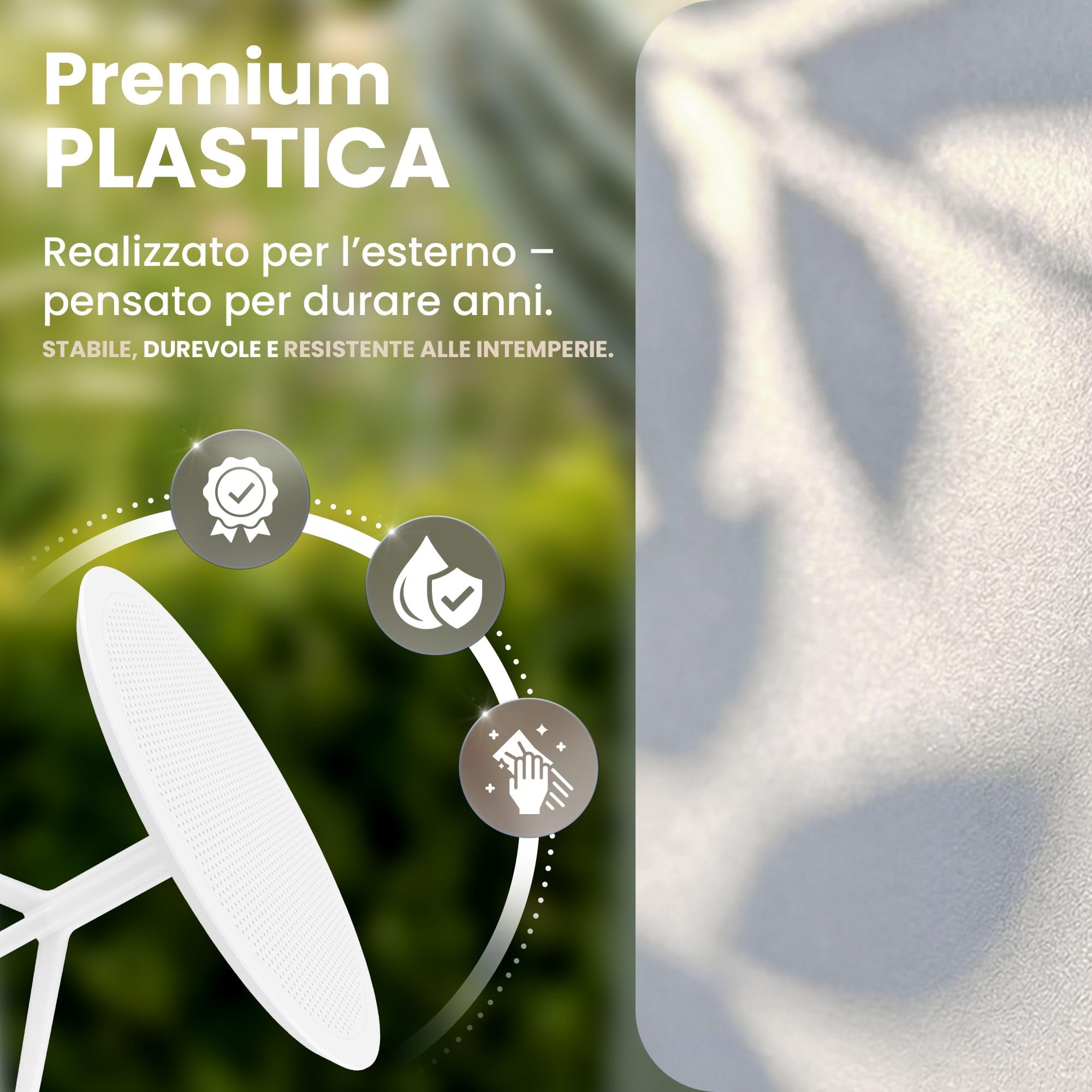 CLP Tavolo da Giardino Sky Ø 105 cm Rotondo, Bistrò Esterno in Polipropilene Resistente a UV e Intemperie, Stabile, Altezza 74 cm, Colore:Bianco