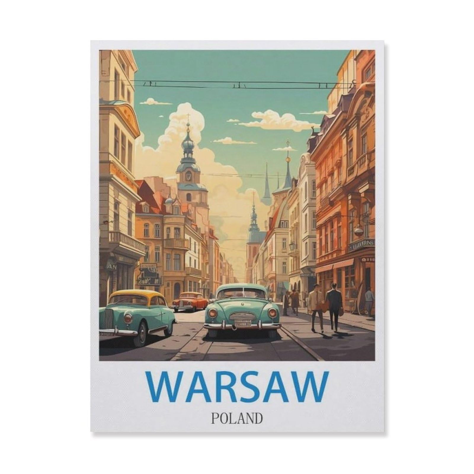 Warsaw Poland，Tin Sign Vintage Metal Signs Iron Painting Retro Metal Tin Sign Plaque Poster Garden Wall Art Plaque for House Bathroom Kitchen Cafe(30x40cm）12x16 inch-EG94