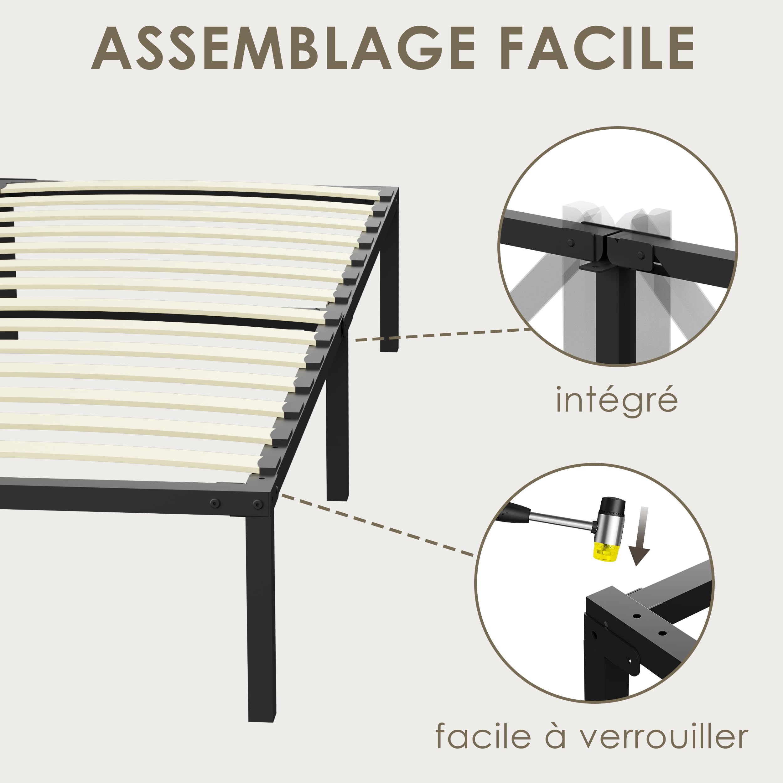 Stanew Sommier 90x190 |14 Lattes | Hauteur 29 cm | Sommiers à Lattes avec 6 Pieds pour Adulte | Cadre de Lit 90x190 avec Sommier | Lit 1 Personne en Métal pour Chambre ou Appartement