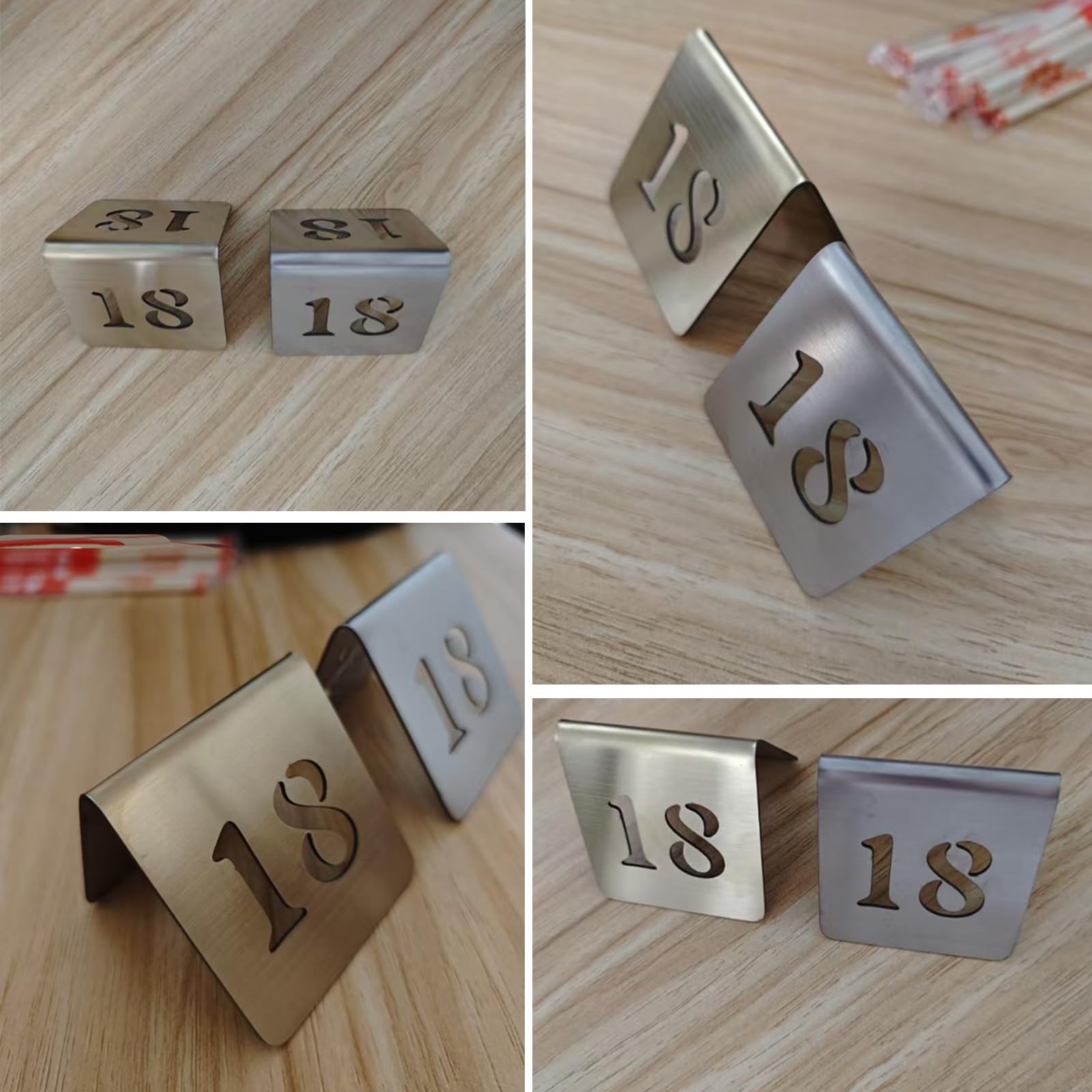 Edelstahl Tischnummern Hochzeit Sitzplan Tischkarten Table Numbers Sitzplan Hochzeit, Platzkarten Tischnummernkarten Doppelseitige Table Numbers für Bankette, Cafés, Restaurants(Gold-8cm,1-10)