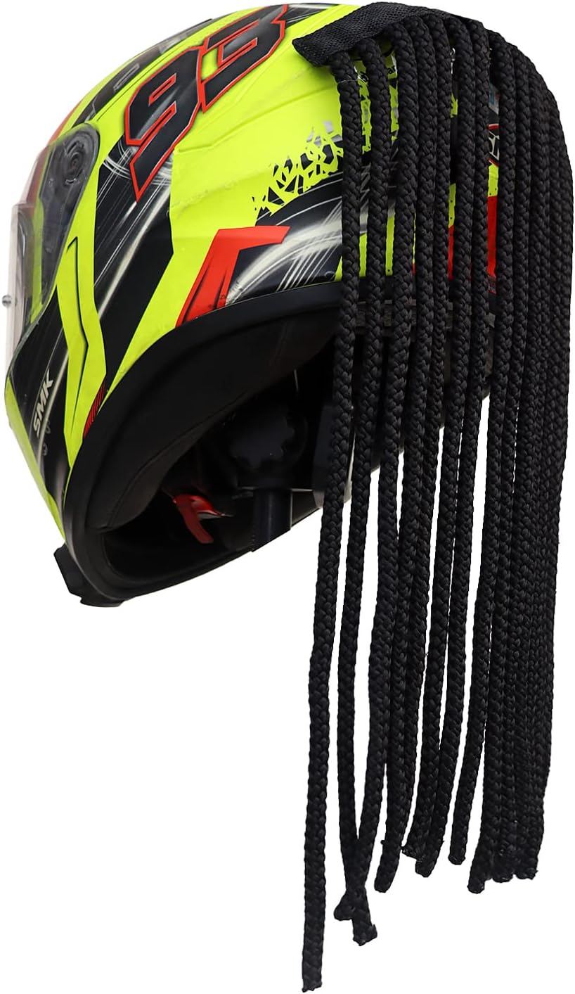 Grandbiker Polyester Universal Design Predator Dreadlocks/Add-On Hair Attachment for Rider Helmet, Black and Neon 9 Mm Predator with 18 Hair Length (Helmet Not Included), Cycling