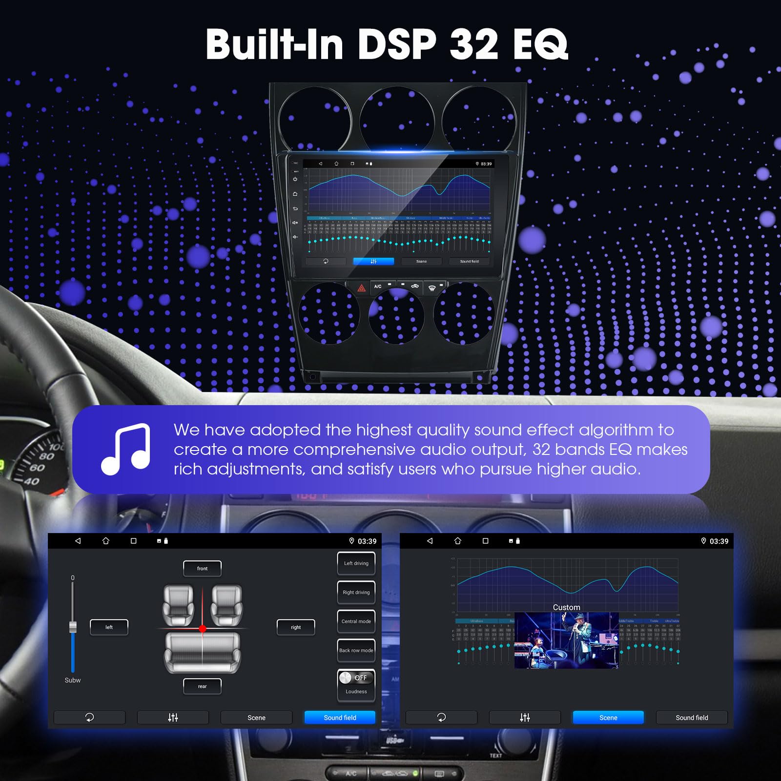 EZoneTronics Android 13 Radio Coche para Mazda 6 Atenza 2002-2008 con Wireless Carplay Android Auto 2 DIN 9 Pulgadas Pantalla táctil GPS navegación SWC Bluetooth USB WiFi FM/RDS Radio Player 2G +32G
