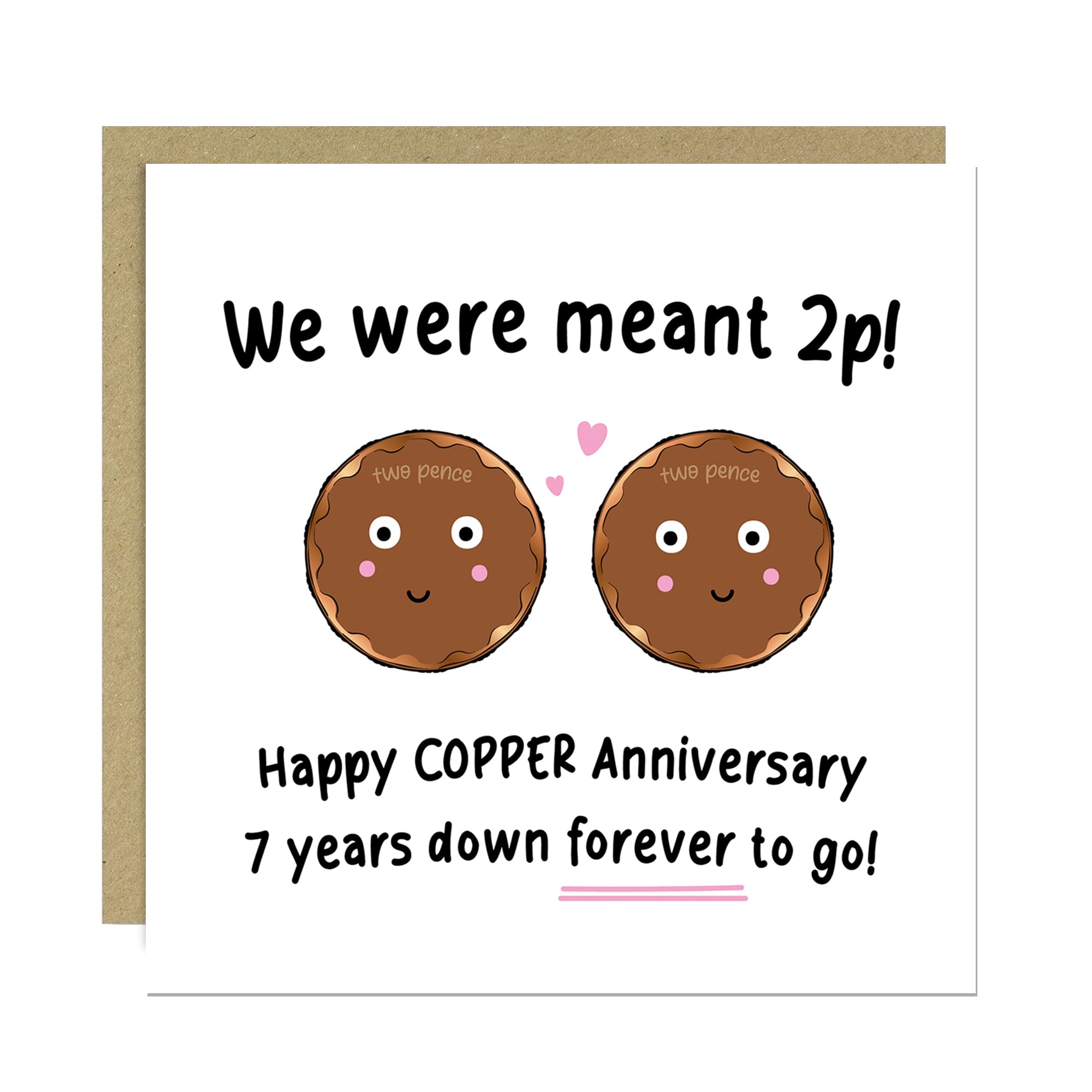RED OCEAN Funny 7th Anniversary Card For Husband Wife Meant 2p Copper Anniversary Card Seventh Anniversary For Him Anniversary For Her With Envelope