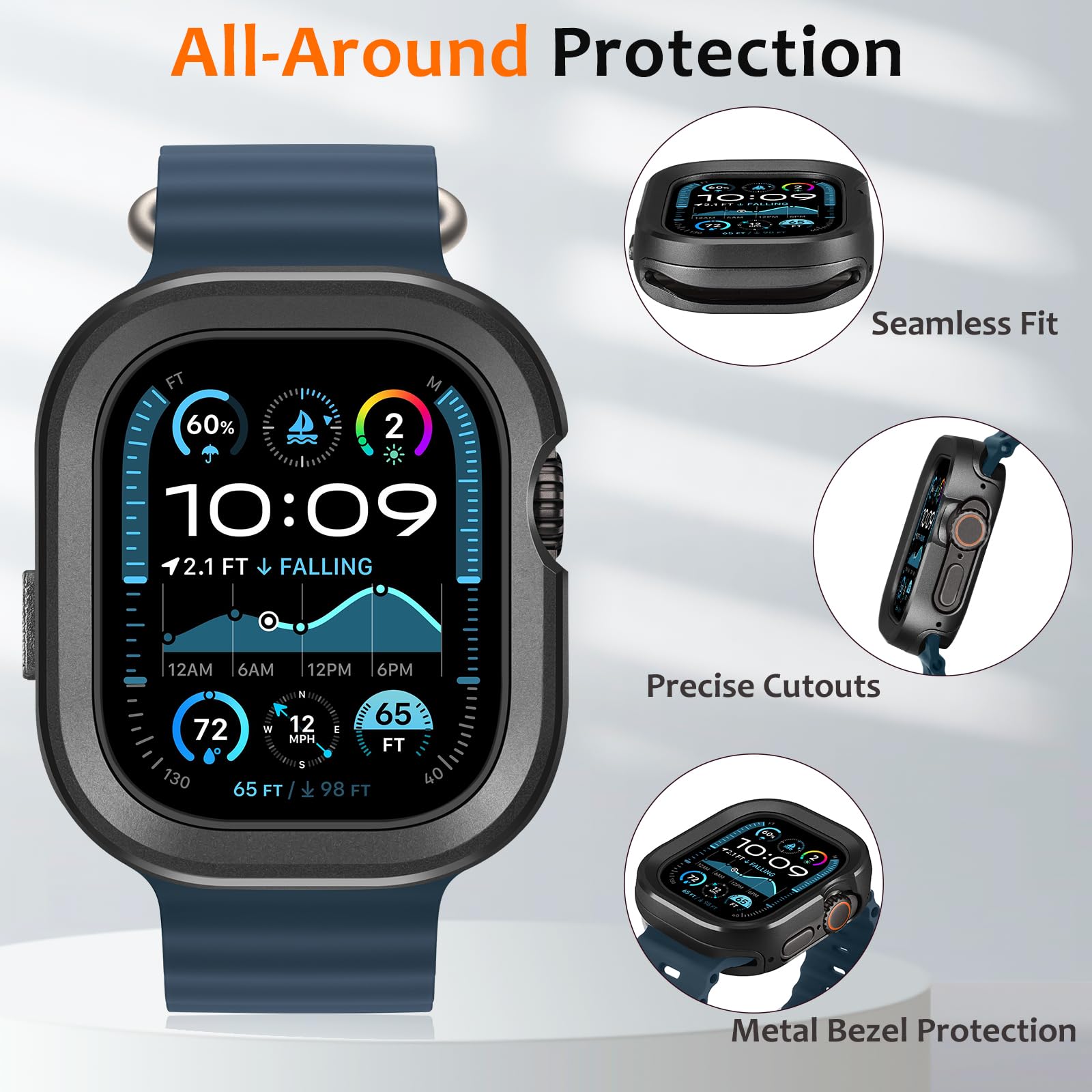 Amizee 2 in 1 Metal Rugged Case Compatible with Apple Watch Ultra 3/2/1 Case 49mm - Image 3