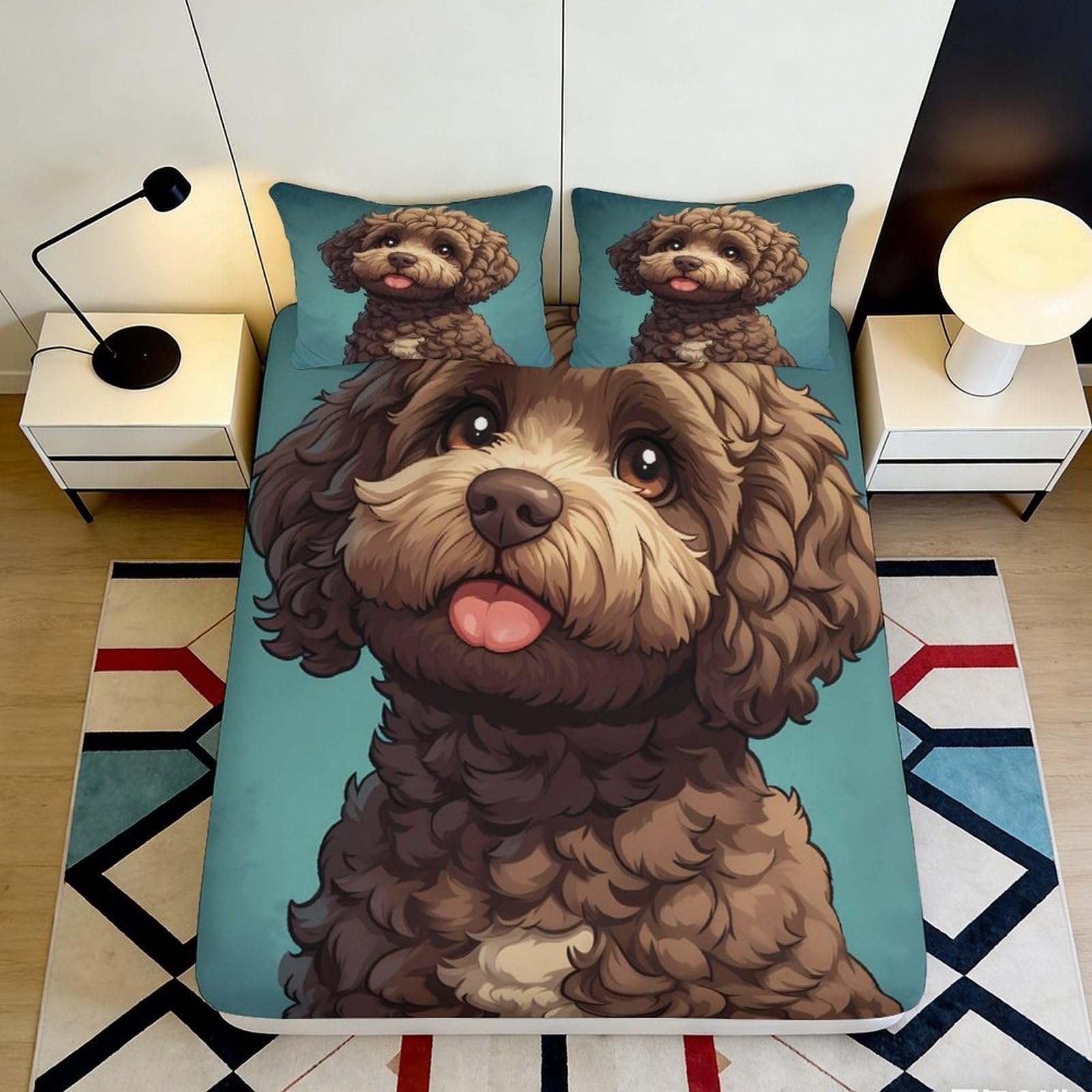 Pnayamiorkfel Style-7 3D Printed Brown Cartoon Dog Fitted Sheet Microfiber Soft Breathable Puppy Bed Cover For Bedroom Guest Room Decor 90X200x25cm
