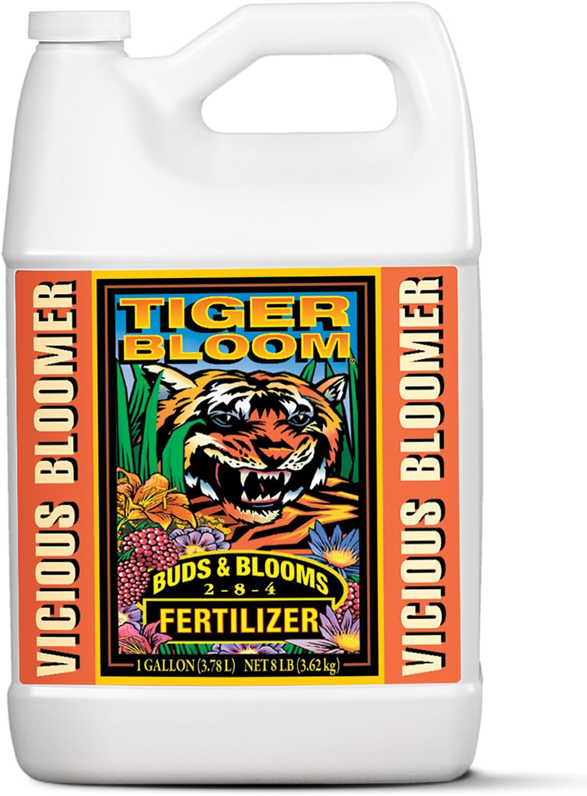 Tiger Bloom Liquid Plant Food - Phosphorus Fertilizer for Buds, Blooms & Flowering - Supports Soil & Hydroponic Systems - High Micronutrient Formula with 2-8-4 Nutrient Ratio - 1 Gallon