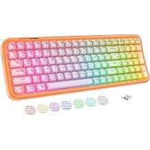 Orange Light Up Keyboard Wireless,Clear Transparent Backlit Jelly Keycaps