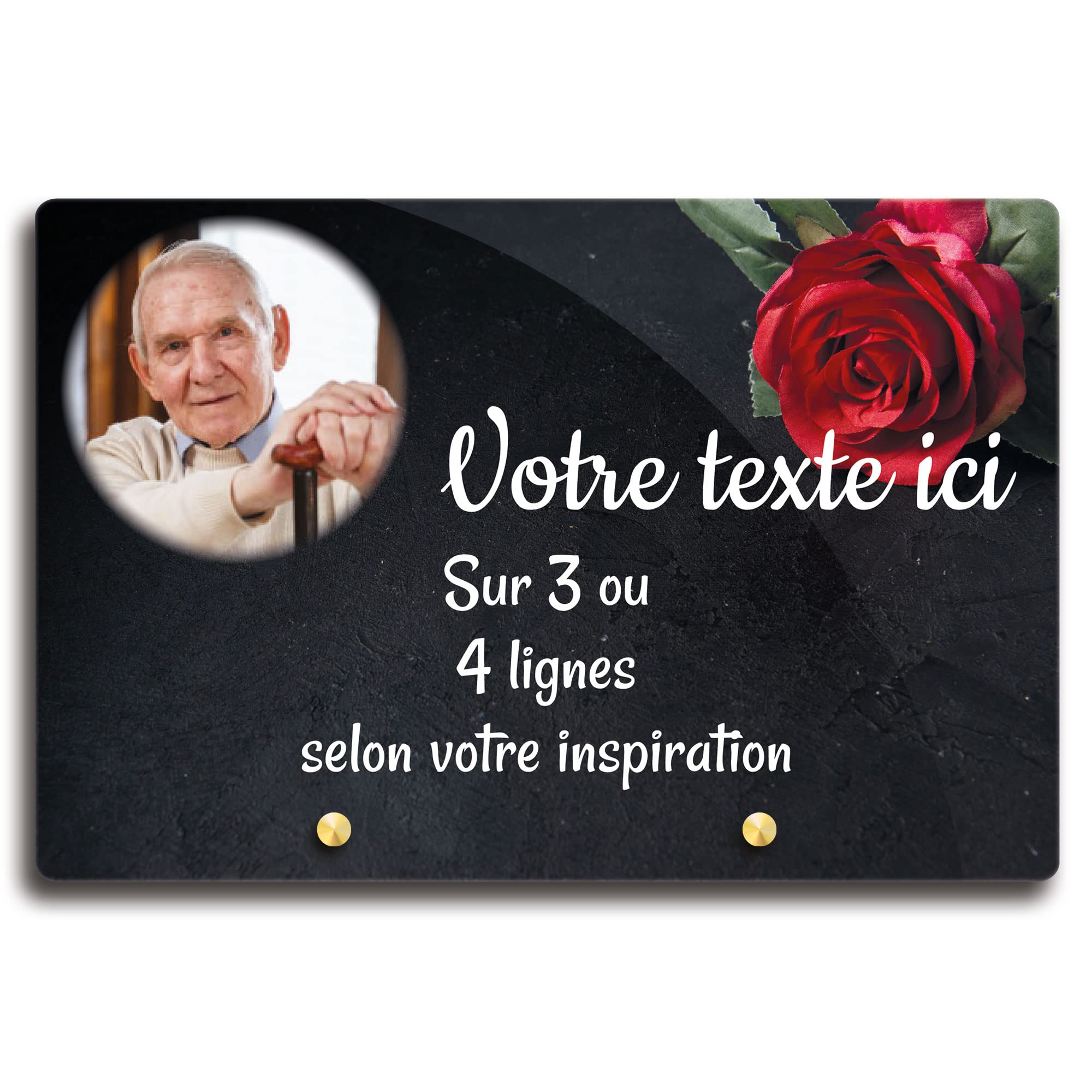 Targa Commemorativa Rettangolare Con Foto In Plexiglass Personalizzabile - Fiori Rosa - 20x15 Cm O 30x20 Cm