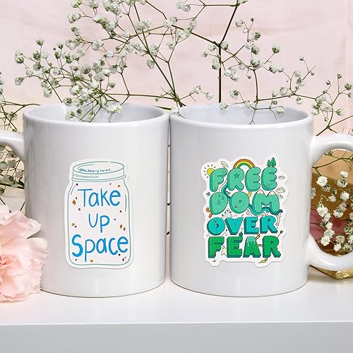 Miniatura 5 de Sabary Paquete de 100 calcomanías motivacionales de PVC impermeables para concientización sobre la salud mental, paquete de calcomanías de vinilo