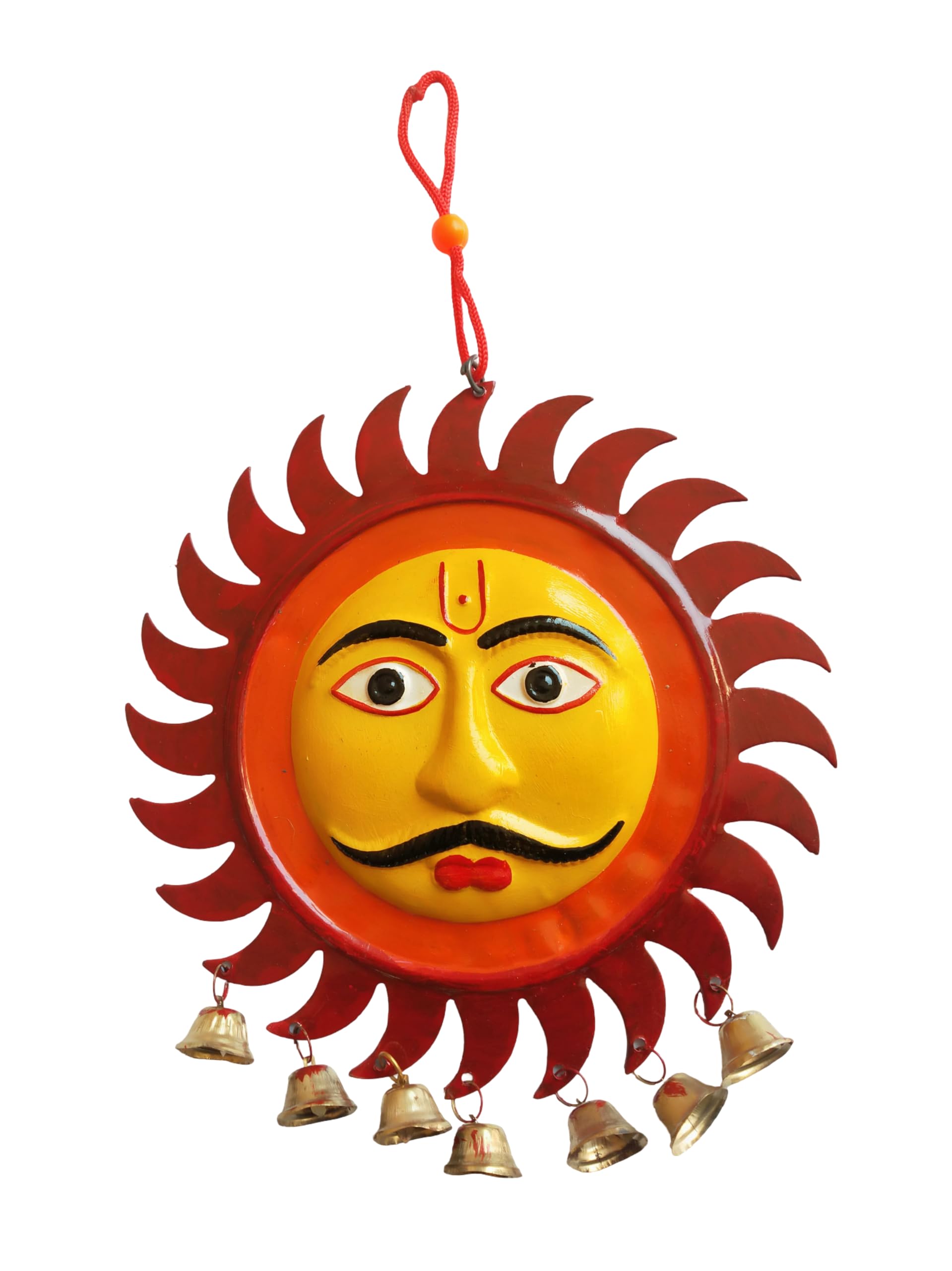 Salvus APP SOLUTIONS Elegant Metal Sun Wall Hanging for Vibrant Home Decor and Positive Energy (Red & Yellow_6.5x7.5 inch)