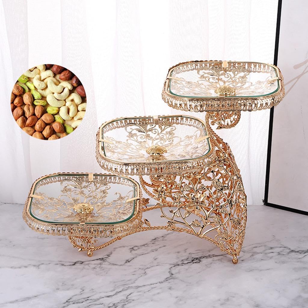 Bandeja Multicapa para Servir, Hecha a Mano, de Vidrio Premium, para exhibir Pasteles, Frutas, Dulces, decoración Personalizada, bandejas para Servir