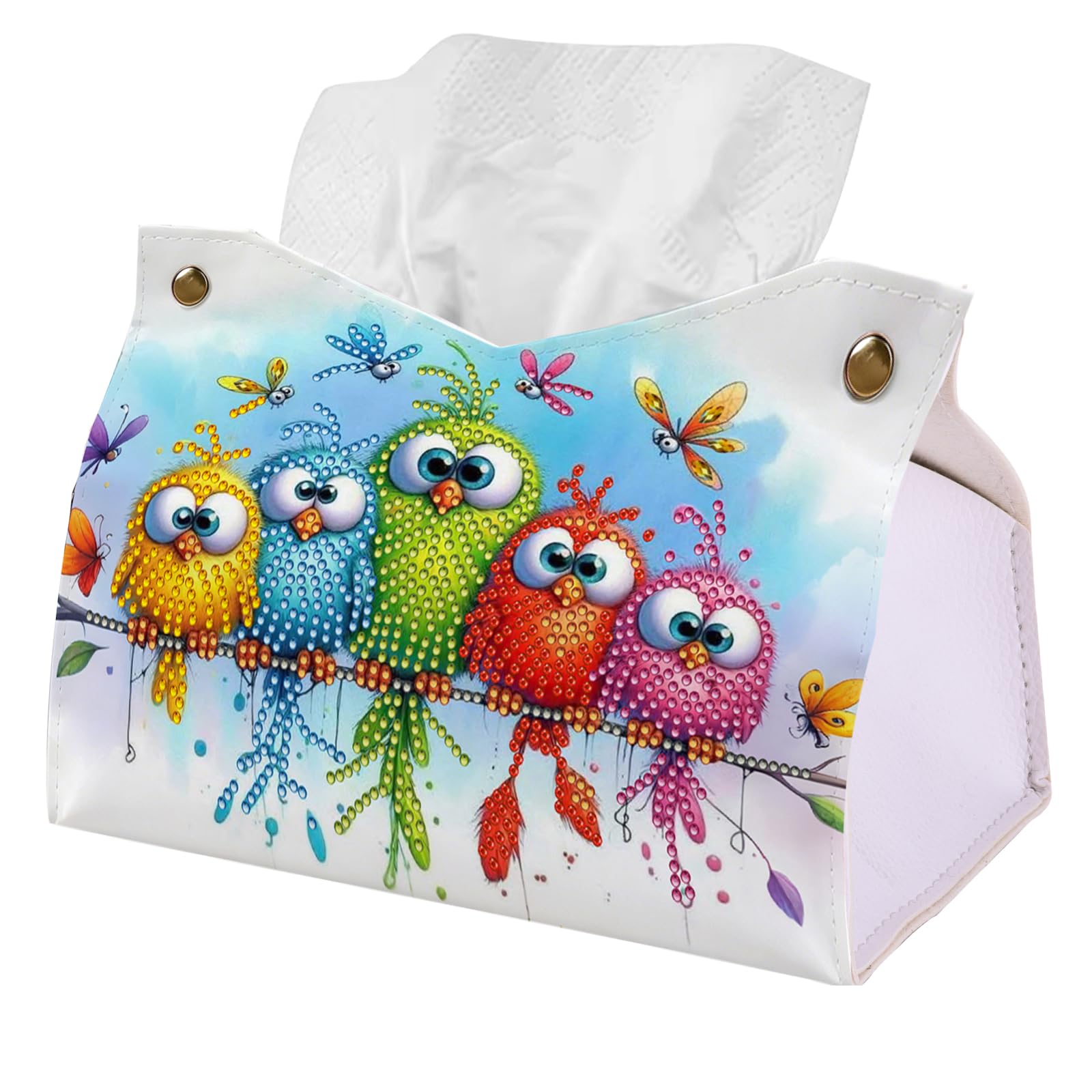 Colorful Cute Birds Diamond Painting Tissue Box for Adults & Kids