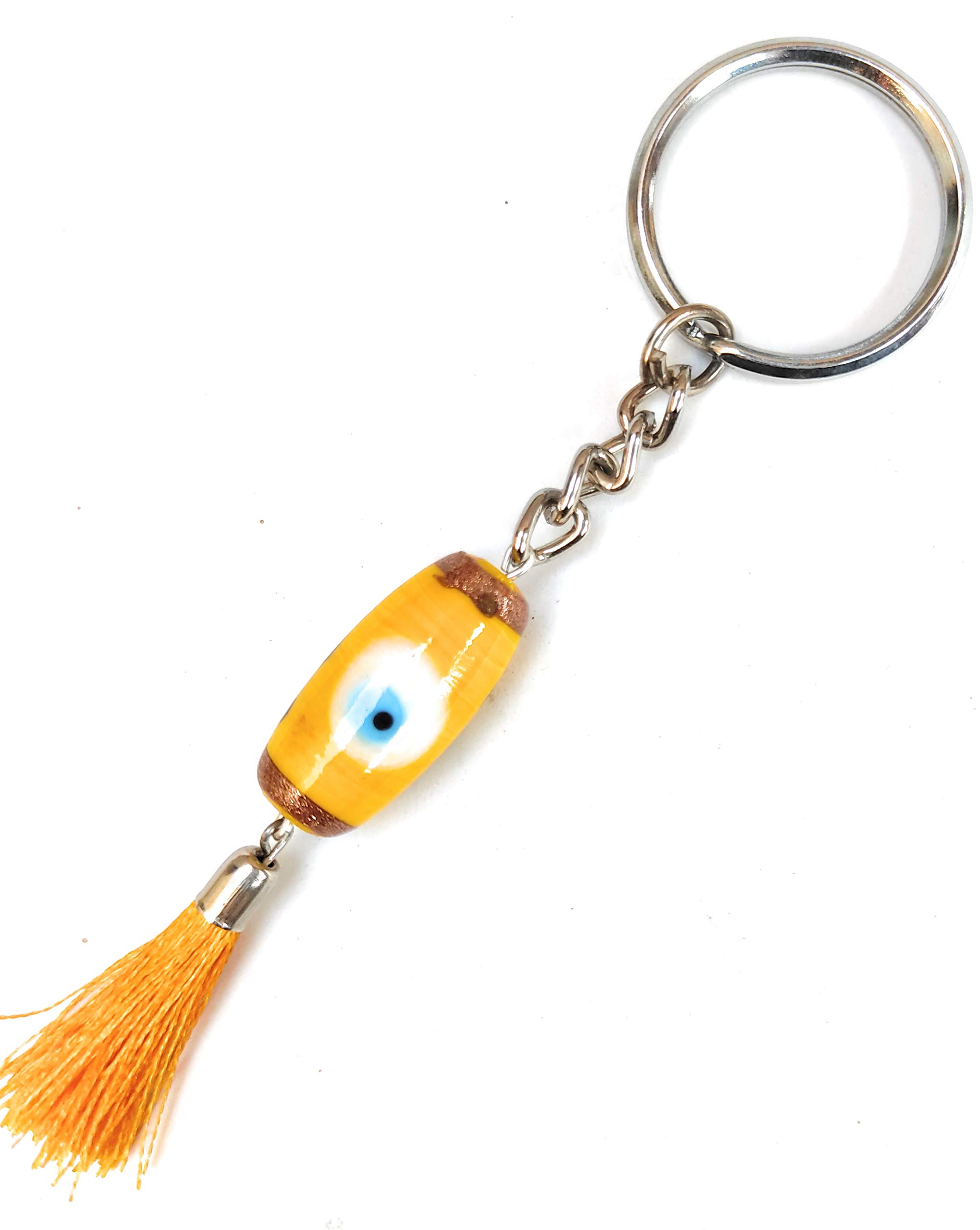 Evil Eye Keychain protect negative energy buri nazar big oval shape in glass beads with tassel for Car Good Luck beads Protection DIY Women & Men